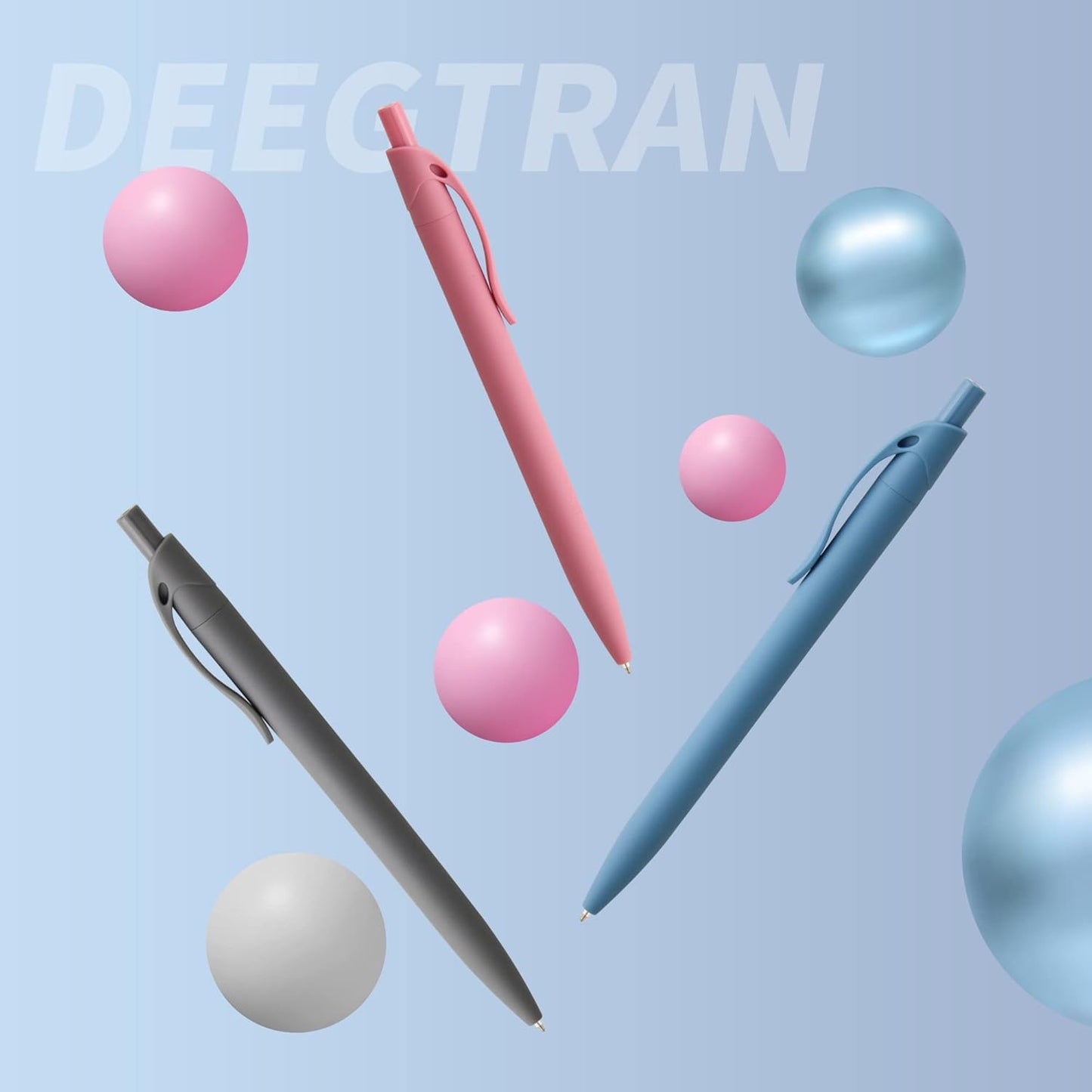 deegtran Pens Bulk, 50 Pack No Bleed Click Pens, Wholesale Retractable Ballpoint Pens, Pen Medium Point, Smooth Ink Pen, 1.0MM Blue Ink