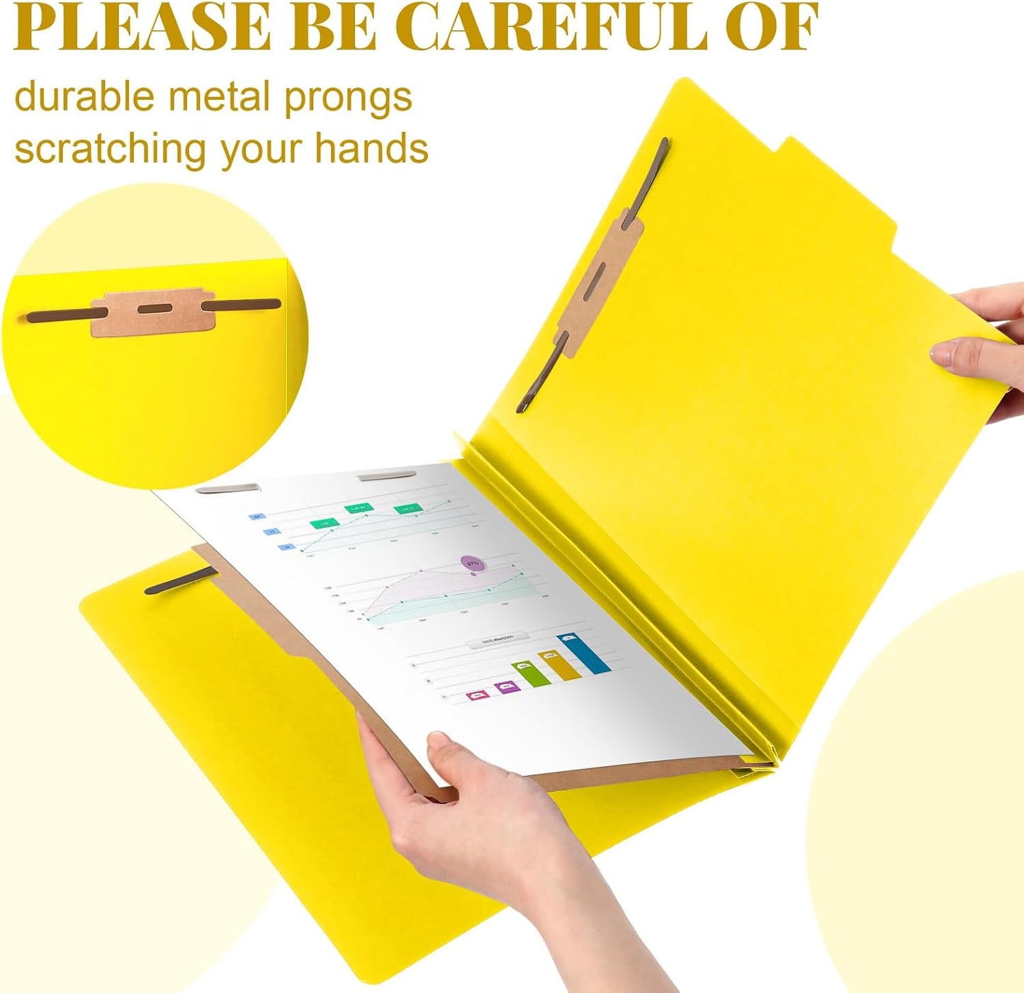 48 Pcs Classification Folders Letter Size, 1 Divider Pressboard File Folder with Fasteners, Expanding File Organizer Bulk for Teachers, Clergy, Office, Church, Christmas Donations (Yellow)