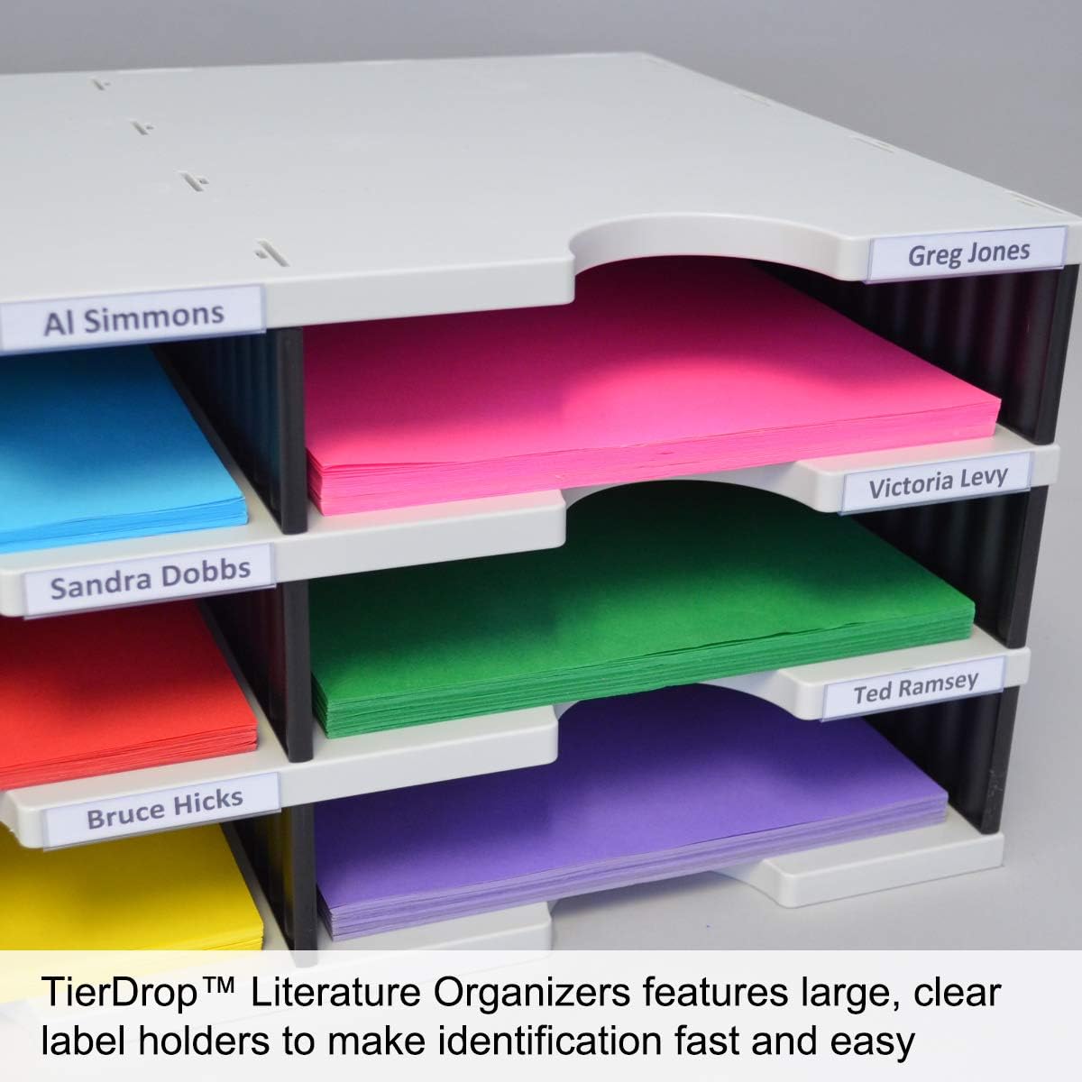 Ultimate Office TierDrop Jumbo 3-Compartment High-Wall (add-on Module) - Sorts Documents, Forms & Mail - Durable Construction Features Expandable, Modular, No-Tool Assembly Design (Gray w/Black)