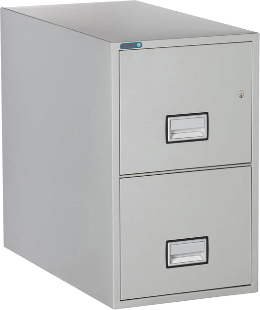 31 inch 2-Drawer Vertical Fireproof File Cabinet – Letter Size Filing – Key Lock – Water Resistant Seal – Fire and Impact Rated – Light Gray Finish – Model LTR2W31LG