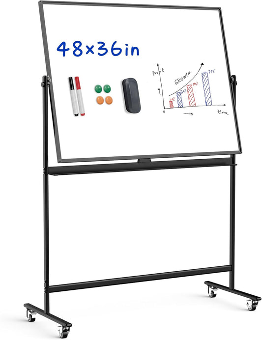 olling Whiteboard/w Height Adjustable, Mifuro 48 x 36 Large Portable Dry Erase Board with Stand and Wheels for Office,Classroom &School, Black