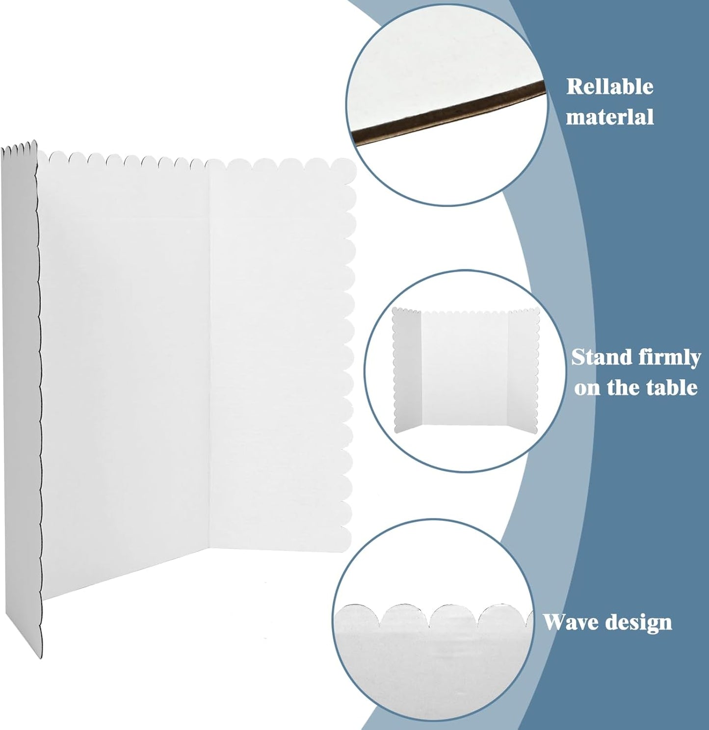 24 Pcs Foldable Presentation Boards,24x36 Inch Tri-Fold Poster Display Boards with A4 Colored Cardboard for Business Exhibits,School Projects and Photo Displays