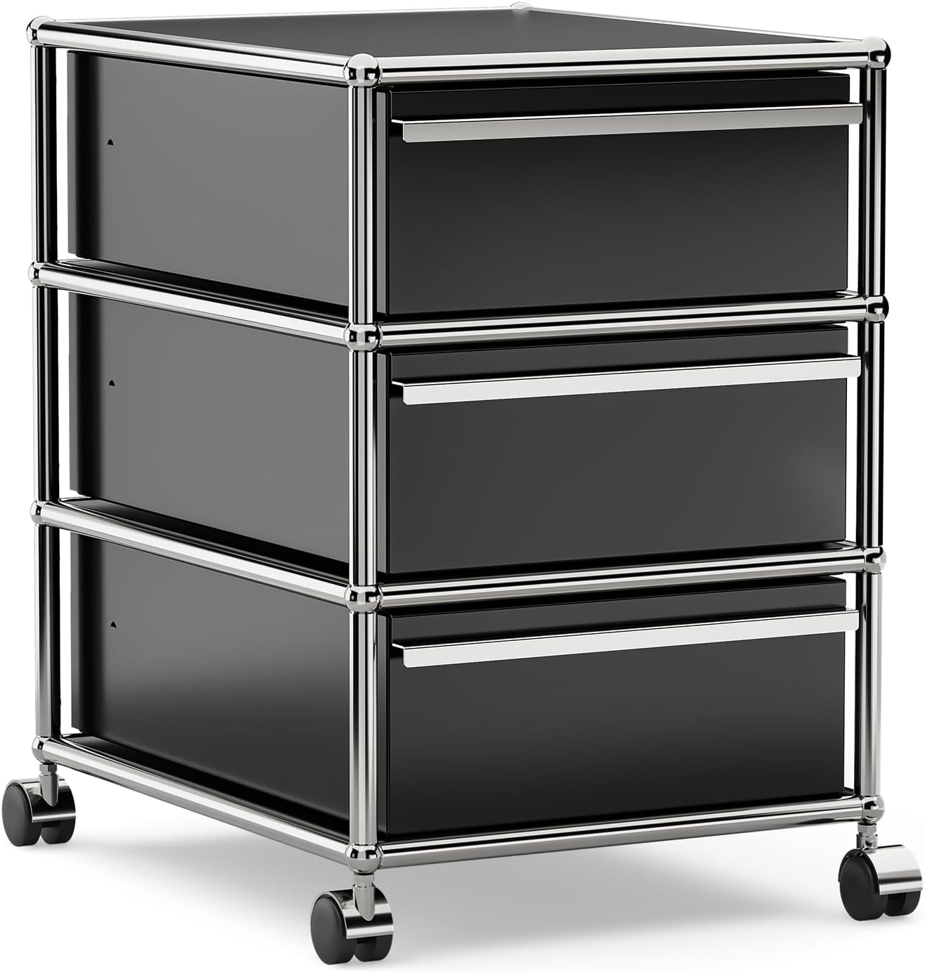 Steel Mobile File Cabinet for Office & Home with 360° Silent Wheels, Smooth Drawer Slides, Large Capacity, Waterproof and Rust-Proof, Stylish & Durable Storage Cabinet (3 Drawer, Black)
