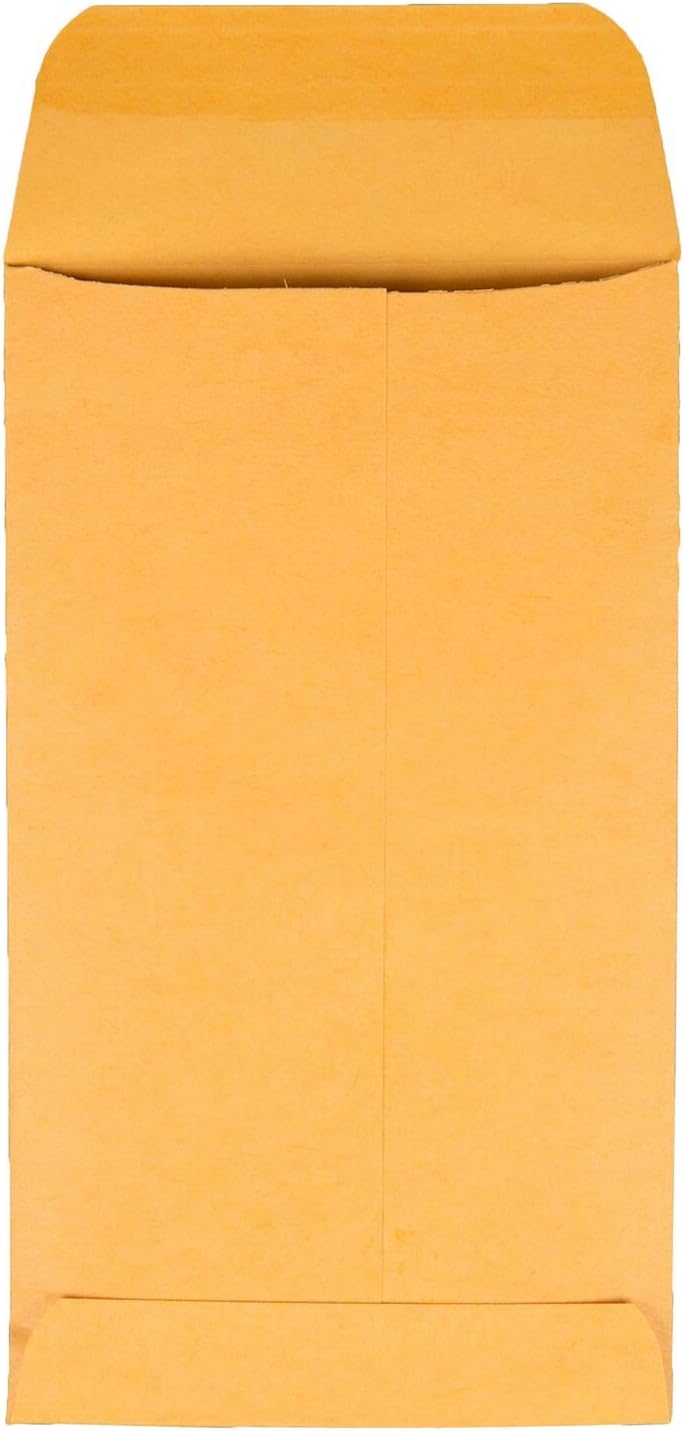 Quality Park #5 1/2 Coin Envelopes, 3 1/8 x 5 1/2, Gummed, Small Parts, Jewelry & Seed Envelopes for Garden, 28 lb Brown Kraft, 500 per Box (QUA50562)