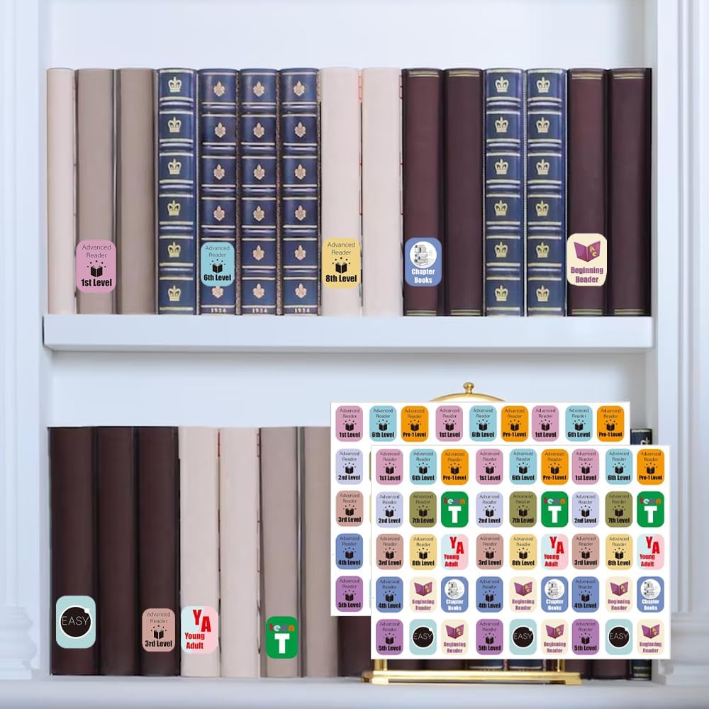 Library Genre Book Spine Labels | 450pcs Classroom Classification Stickers for Advanced Reader Level