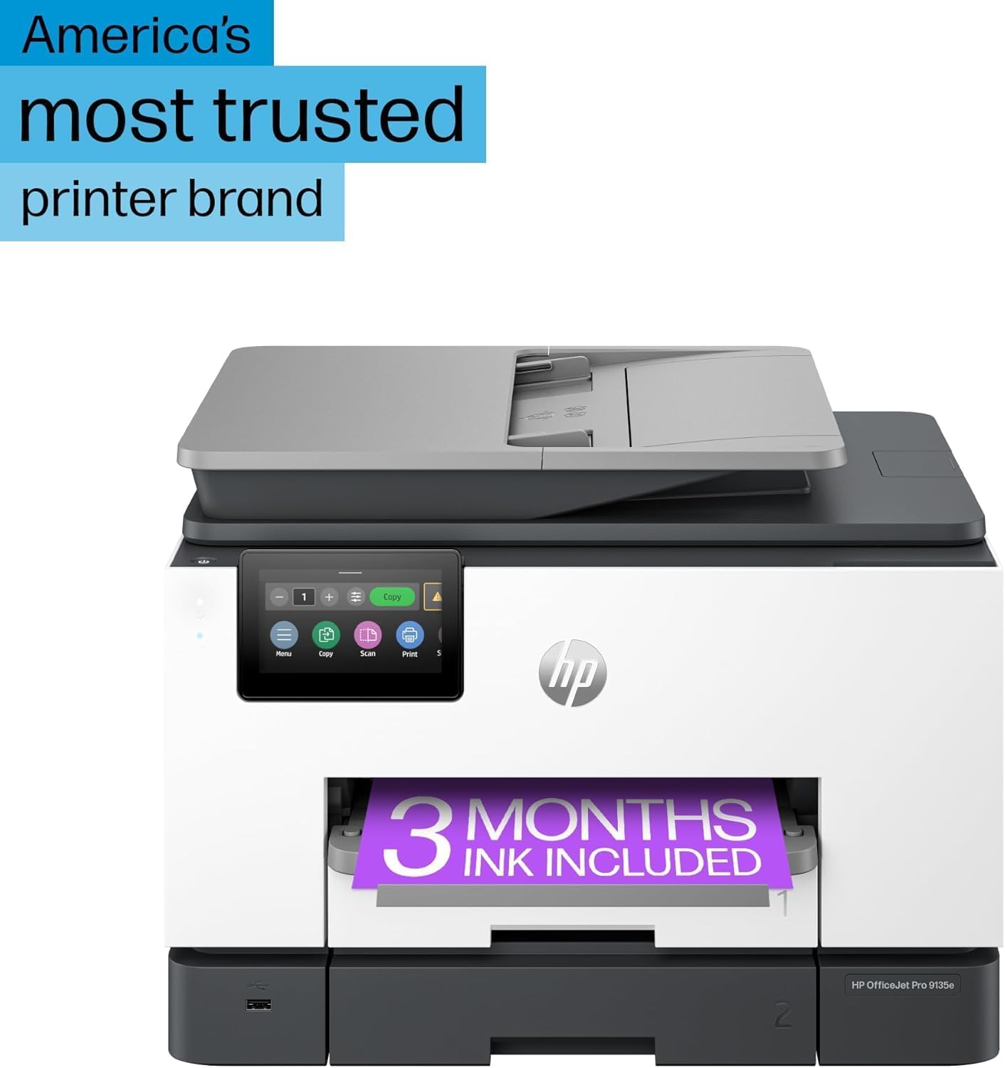 HP OfficeJet Pro 9135e All-in-One Printer, Color, Printer-for-Small Medium Business, Print, Copy, scan, fax, Wireless, 3 Months of Instant Ink Included; Two-Sided Printing; Two-Side (Renewed Premium)