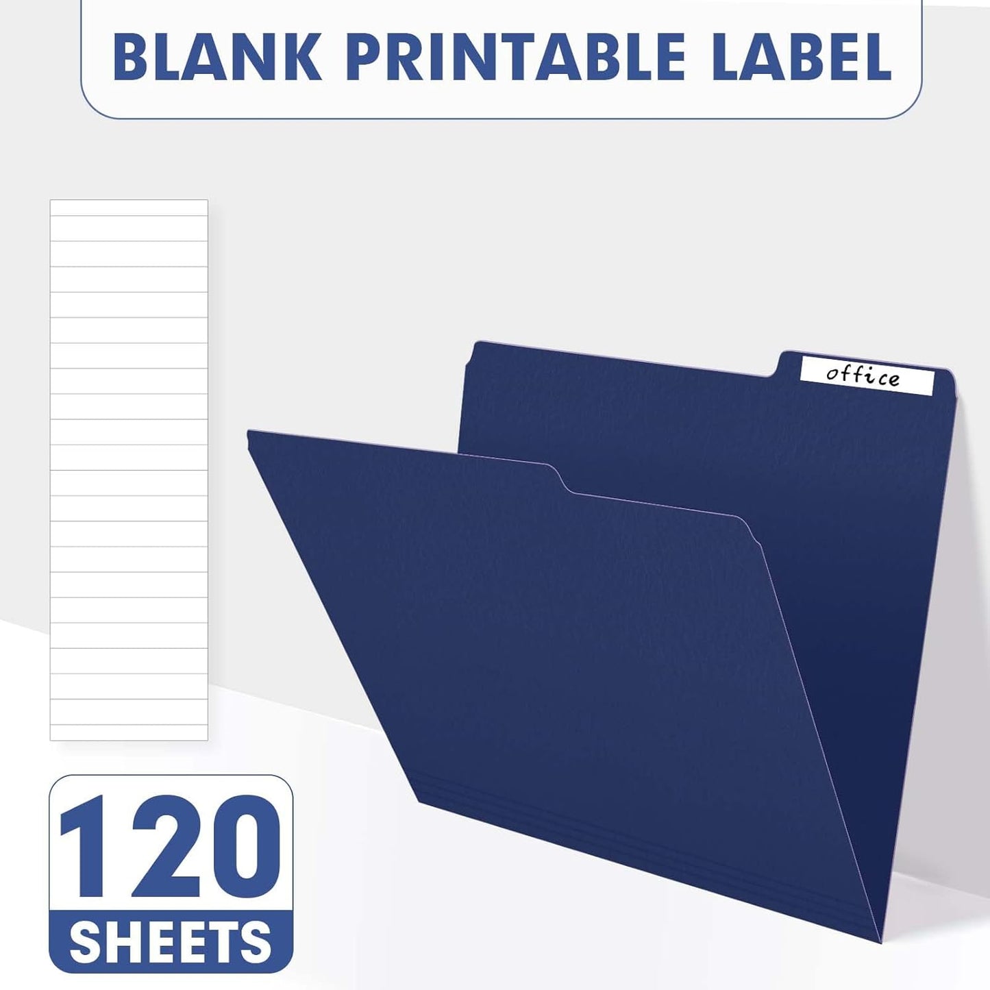 File Folder, PANDRI 120 Pack File Folder, 1/3 Cut Tab, Letter Size, Filing Folder for Office School Business, Dark Blue