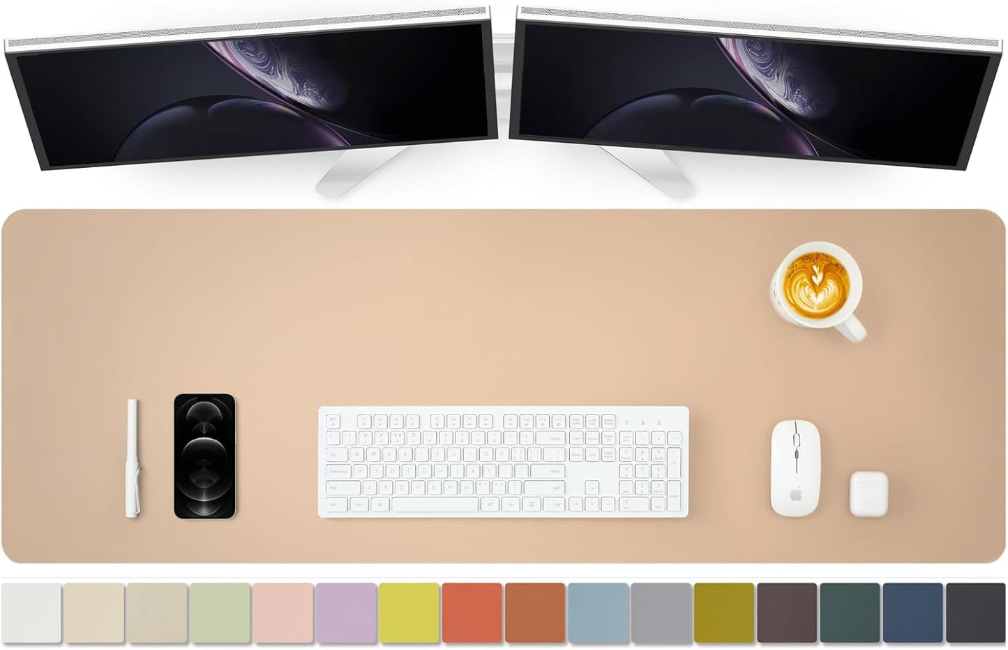 Large Desk Mat - 47.2"x 17" Non-Slip PU Desk Pad for Office and Home - Ideal for Large Mouse Pad and Desk Mats on Top of Desks(Apricot)