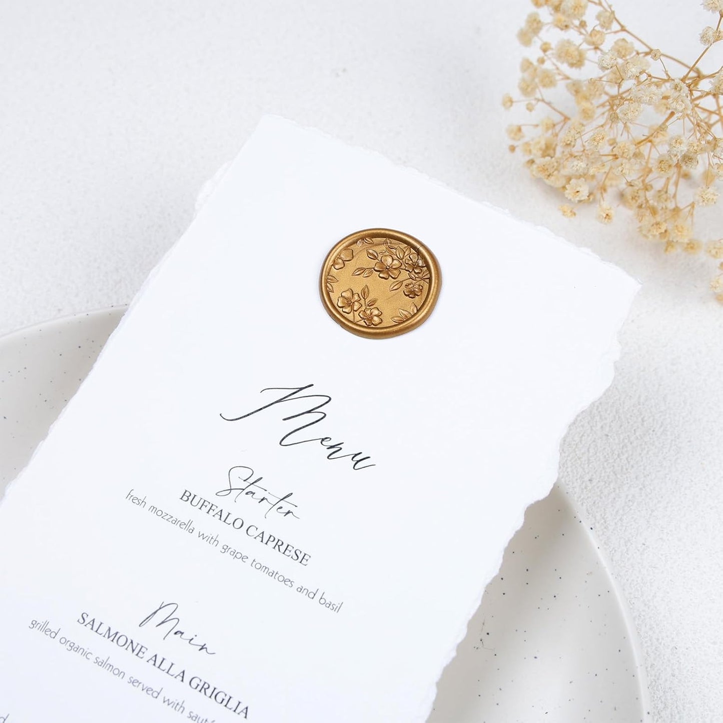 UNIQOOO Wax Seal Stickers - 3D Begonia Wedding Invitation Envelope Botanical Seal Stickers, 50 Pcs Self- Adhesive Antique Gold Stickers, Perfect for Invitation, Christmas, Gift Wrapping, Party