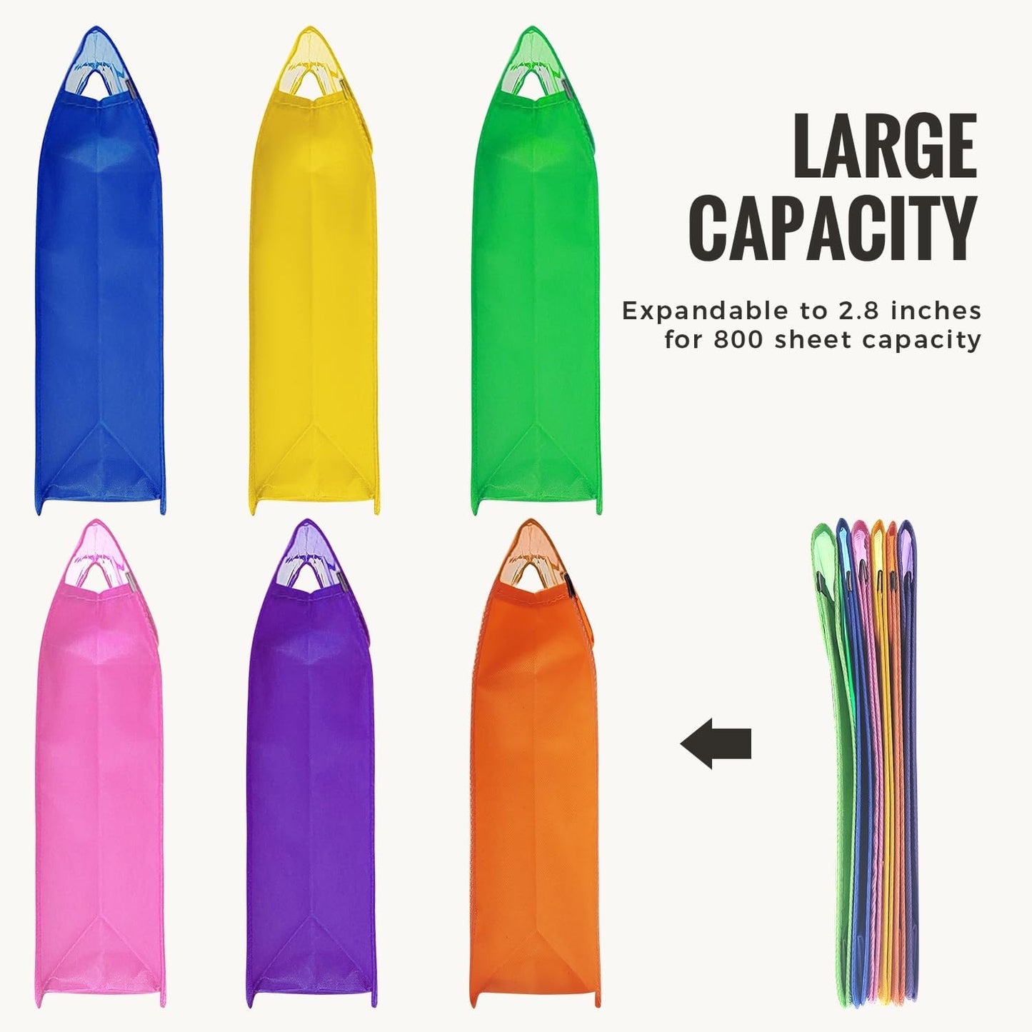 Plastic Expanding File Folder,Envelope Folders for Documents, File Folder Organizer Holder with Snap Closure,Waterproof Transparent File Folder,Large Capacity, Fit Letter/A4 Size (Multicolor-6 Pack)