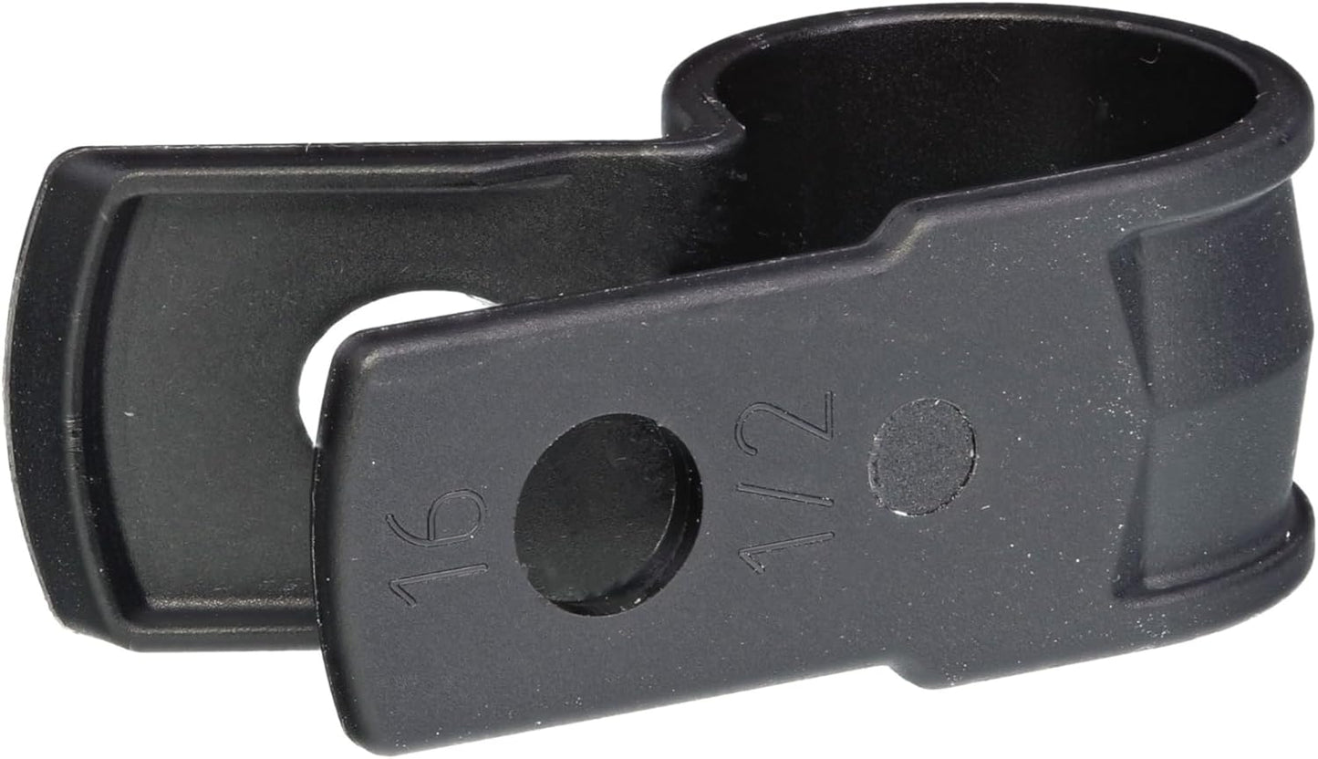 Secure 1/2 Inch Premium R Type UV Black Nylon Screw Mount Cable Clamp for Wire Management - 100 Pack