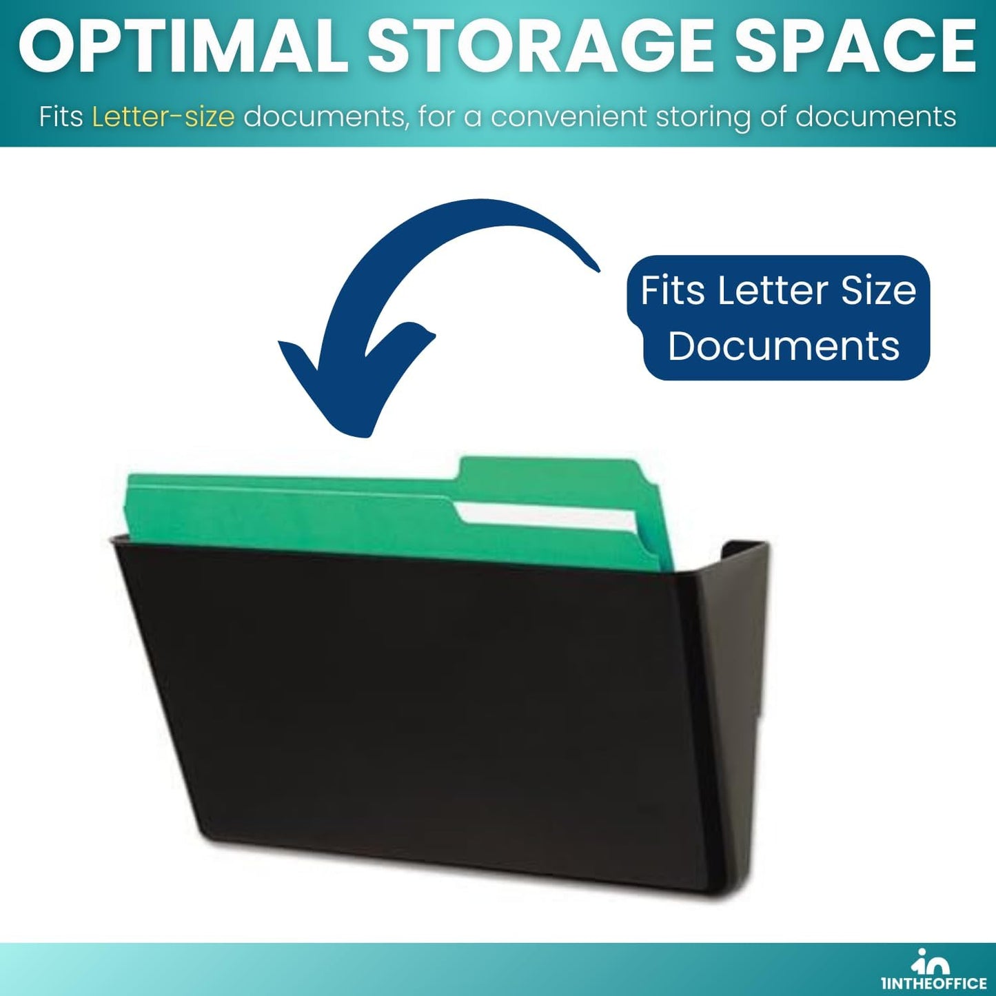 Hanging Wall File Organizer, Wall Mounted File Holder, Letter Size, 7 Pocket, Expandable, Black