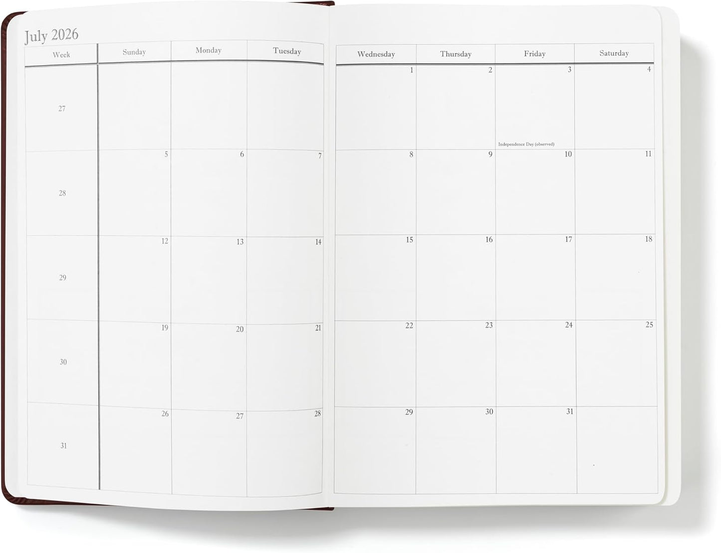 Wykeham's Executive 2026 Daily Journal Planner – US Public Holidays & Format – Customization Available (Conker, 8.5"×5.5")