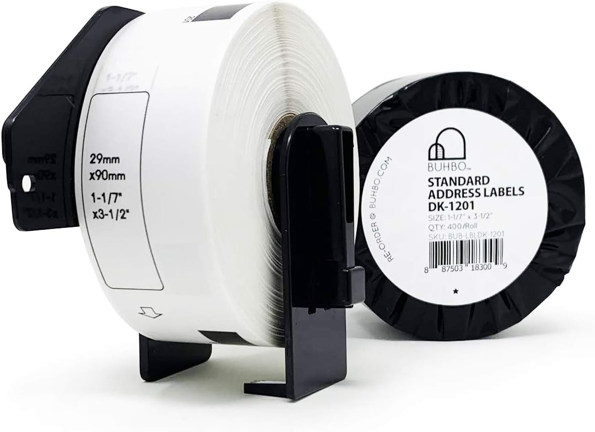 Buhbo Compatible Refill Replacement Label for Brother DK-1201 1-1/7" x 3-1/2" for Address and Barcodes (8 Pack / 400 Labels Per Roll)