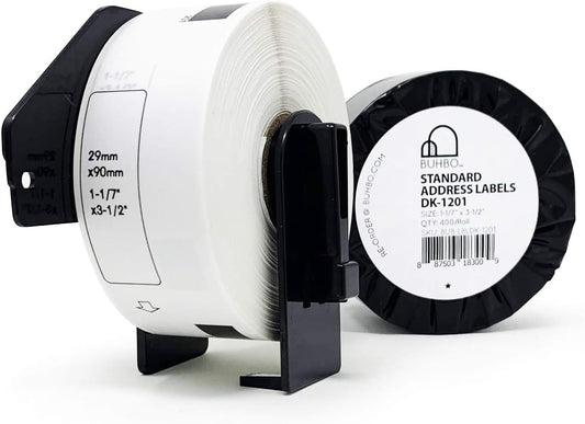 Buhbo Compatible Refill Replacement Label for Brother DK-1201 1-1/7" x 3-1/2" for Address and Barcodes (8 Pack / 400 Labels Per Roll)