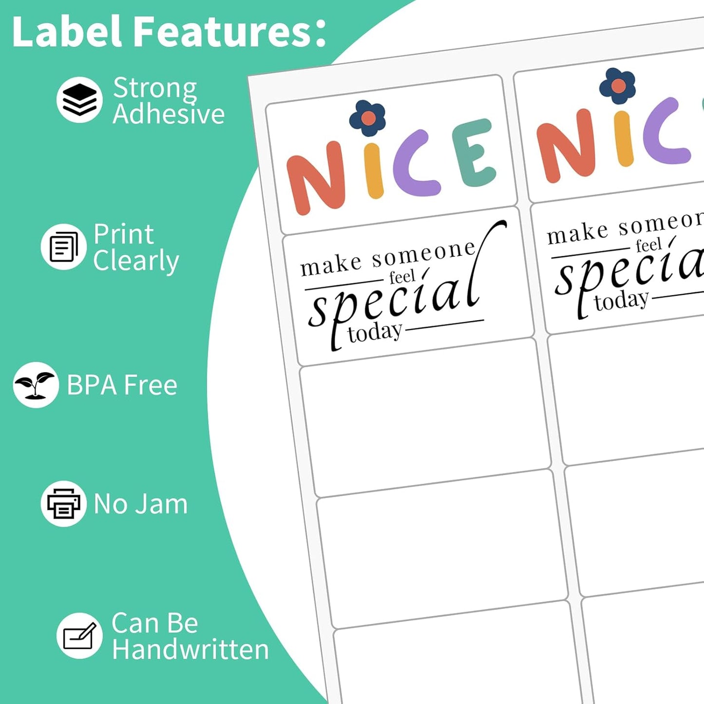 200 Sheets 10 up Labels, 2" x 4" Sticker Printer Paper for Laser/Inkjet Printer, Mailing Blank Labels, Self Adhesive Customizable