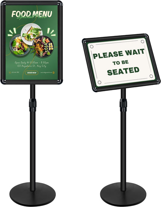 Heavy Duty Sign Holder Stand 11x17in Pedestal Poster Stand Adjustable Floor Standing Sign Stand with Safety Corner for Advertisement / Display (Black)