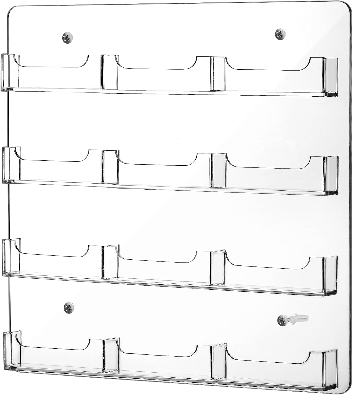 Hillban Acrylic Business Card Holder Wall Mount Clear Sticker Display Rack Multiple Card Holders Clear Acrylic Organizing Sticker Display Stand Pre Drilled(12 Pockets)