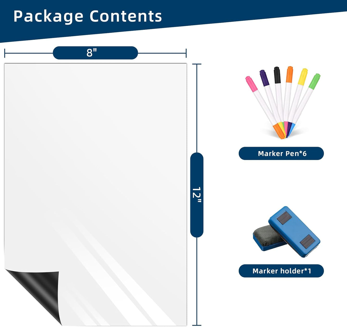 Magnetic Dry Erase Whiteboard 2pack for Refrigerators, 8" x 12" White Board on Wall for Organizer and Planner, Kitchen Fridge Shopping List with Marker