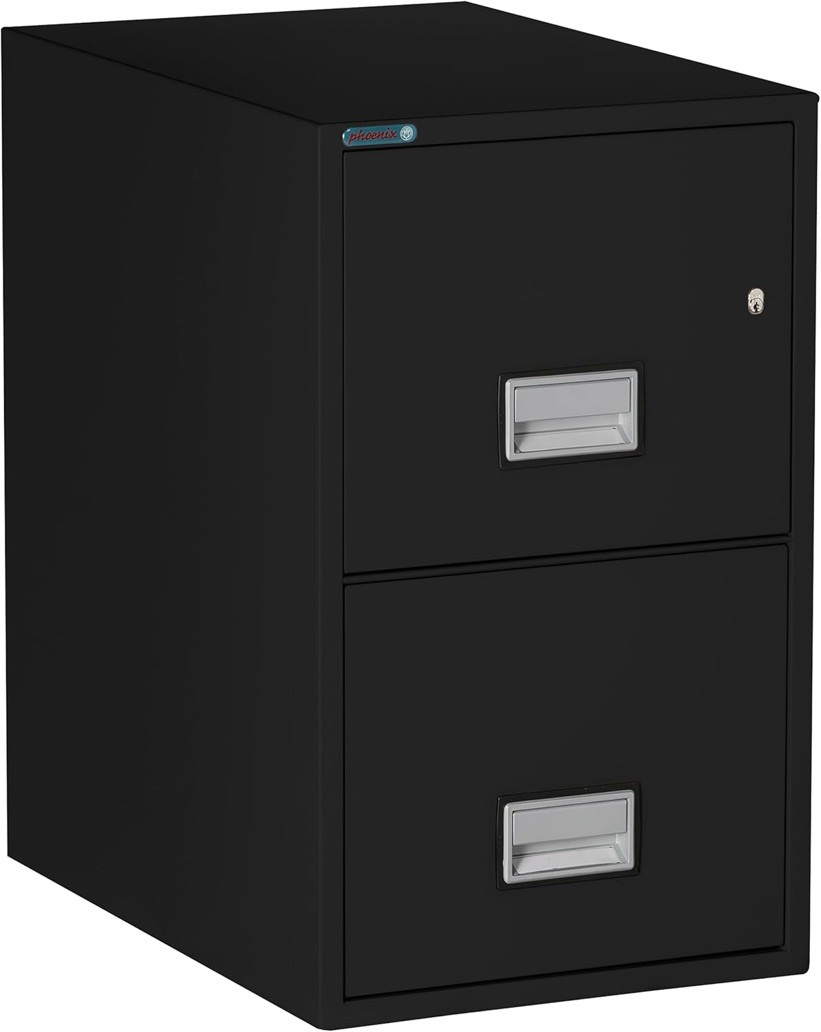 25 inch 2-Drawer Vertical Fireproof File Cabinet – Letter Size Filing – Key Lock – Water Resistant Seal – Fire and Impact Rated – Black Finish – Model LTR2W25B