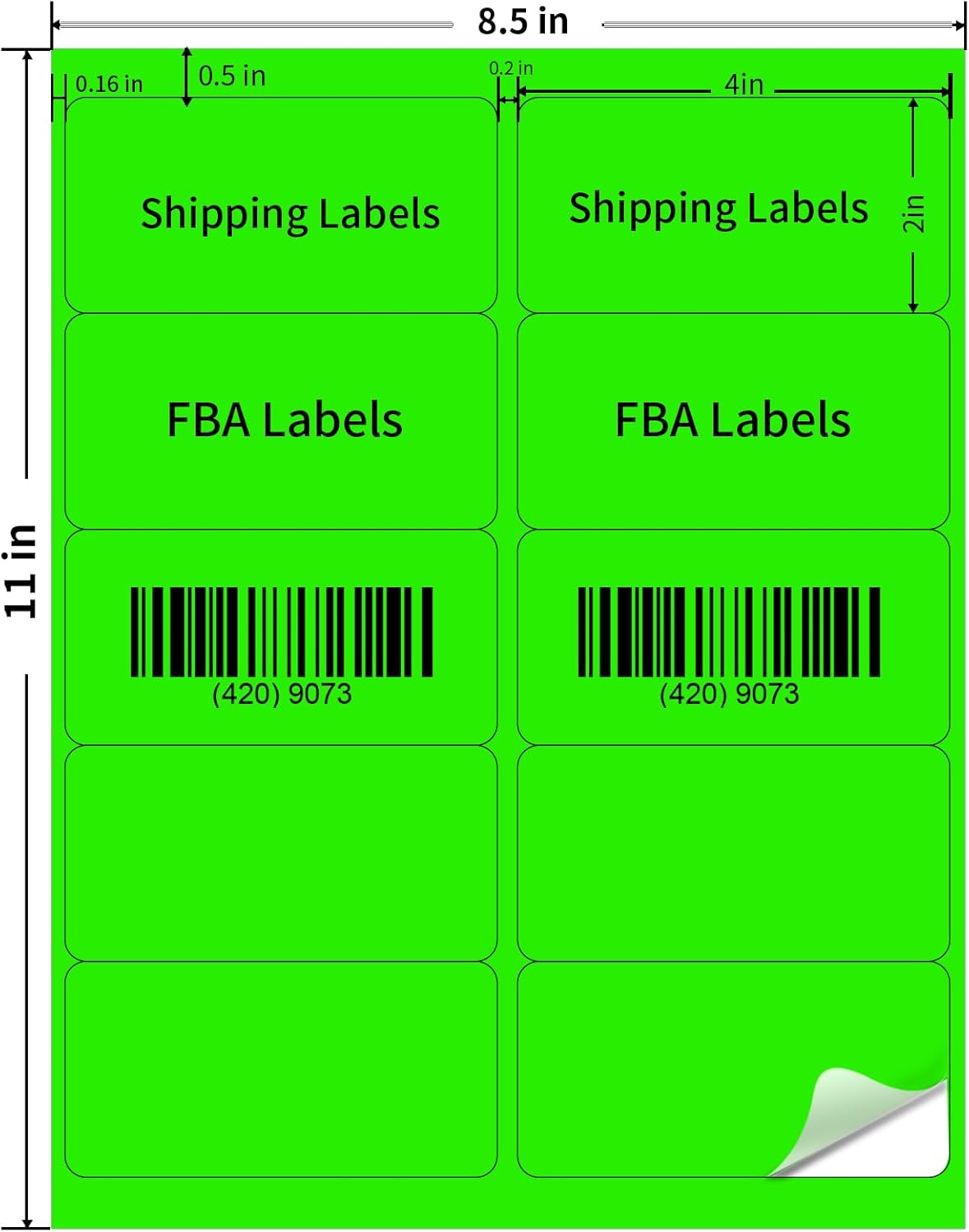 STARLIBOO 2" x 4" Colored Labels Stickers Fluorescent Bright Moving Labels for Laser/Inkjet Printer, Permanent Adhesive