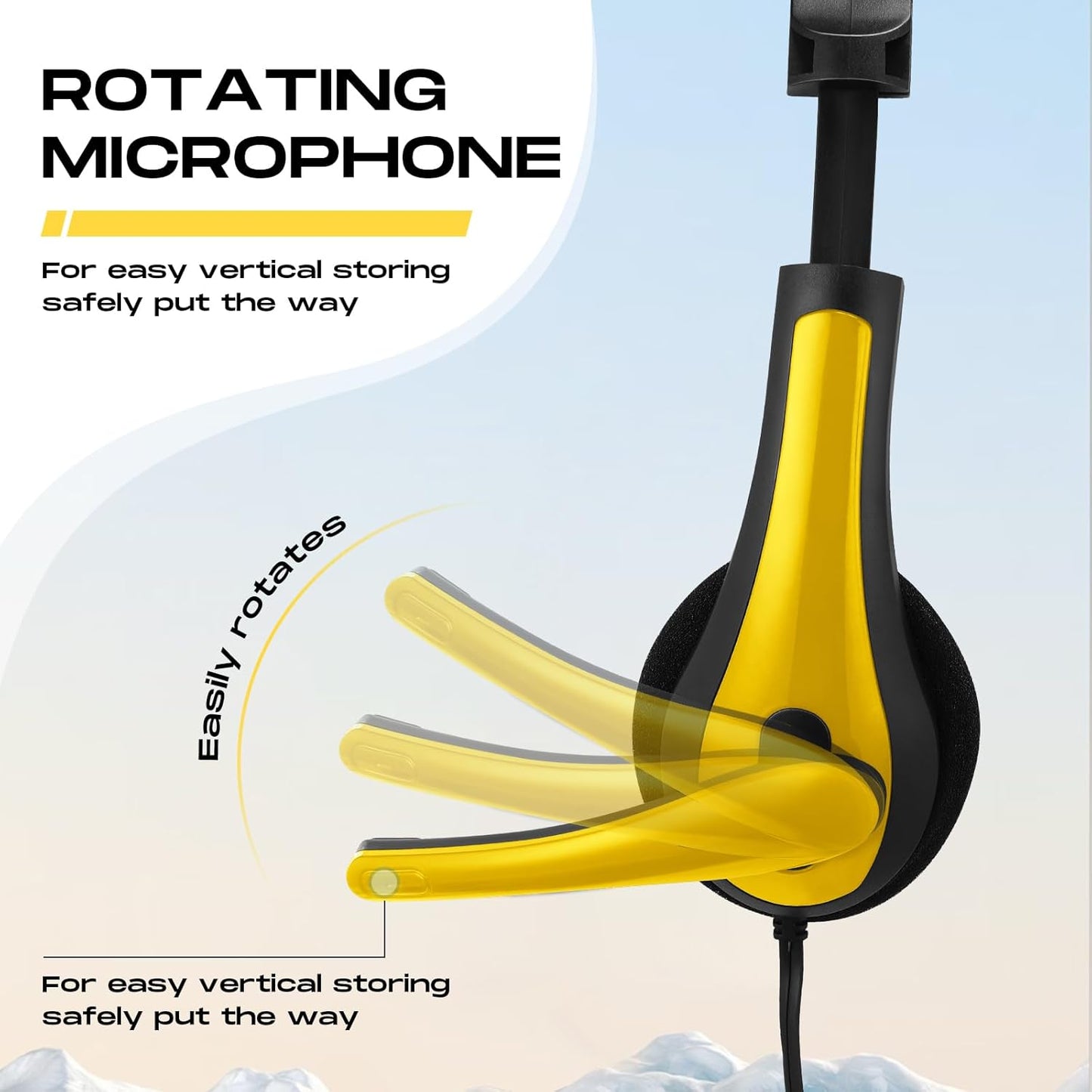 Yunsailing 20 Pack Bulk Classroom Headphones with Microphone Students Kids Wired School Class Set Headphones for School Library Computer Office Adults 3.5 Jack Universal Plug(Yellow)