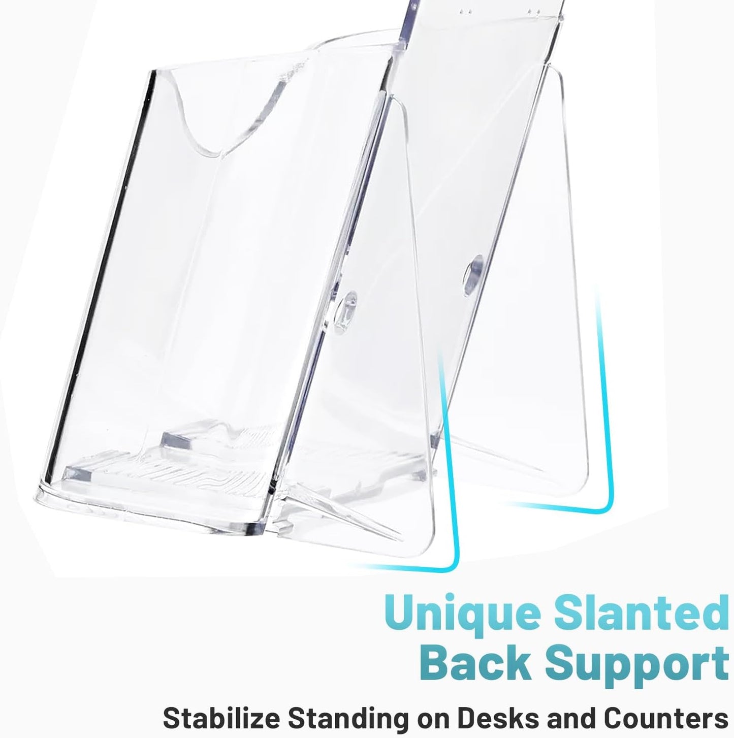 Brochure Holder Stand, 12 Pack 4 inches Acrylic Pamphlet Display Stand Wall Mount/Countertop, Clear Plastic Trifold Rack Card Holder for Organizer Flyer, Leaflets, Document, Literature