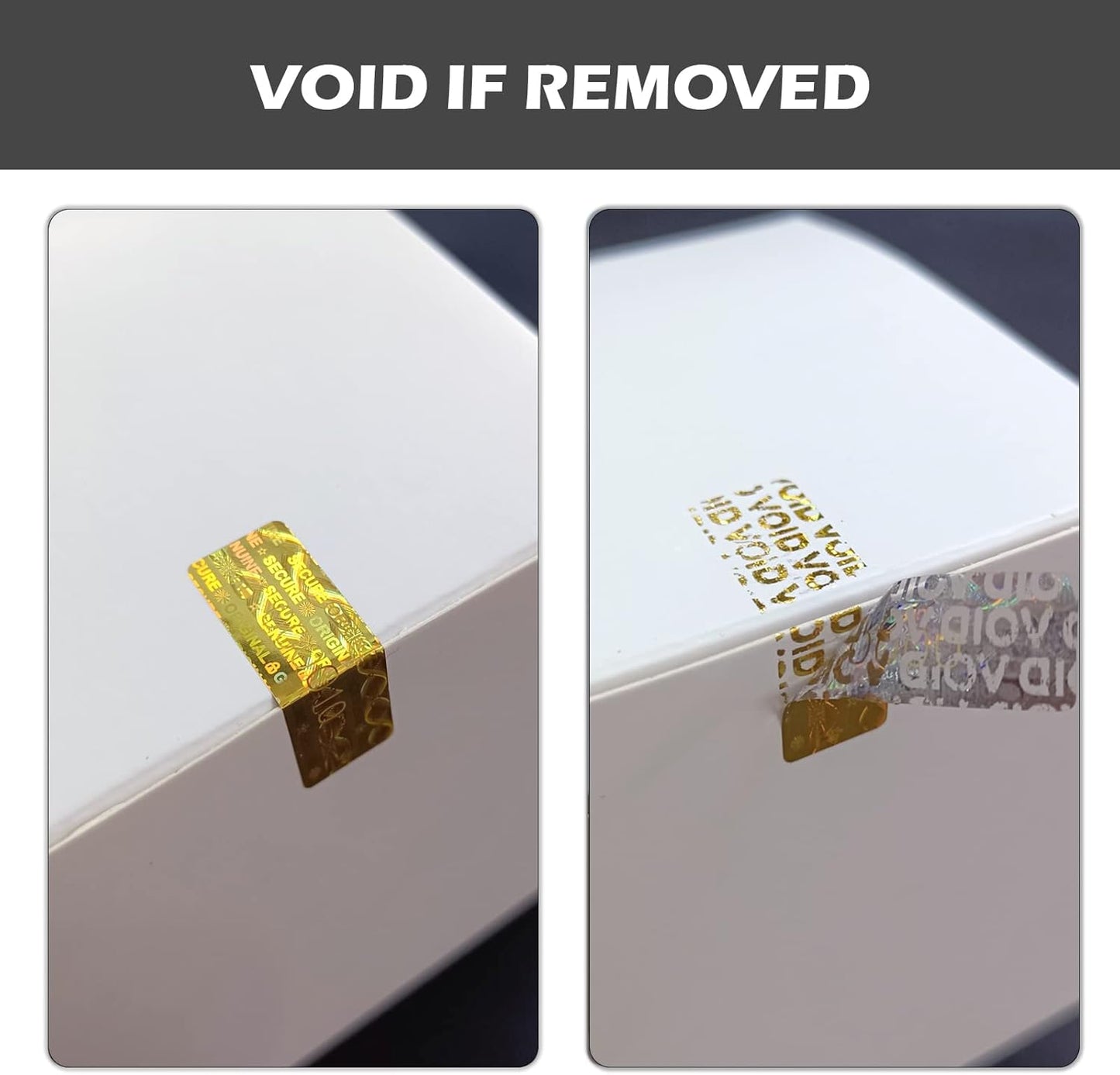 1200pcs Hologram Tamper Proof Stickers Security Labels Genuine Warranty Void Seal Tamper evident Original Sticker with Unique Serial Number (1.2x0.4inch,Gold)…