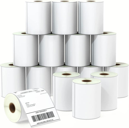 BETCKEY - 4" x 6" (102 mm x 152 mm) Shipping Labels Compatible with Zebra & Rollo Label Printer(not for dymo 4XL), Premium Adhesive & Perforated [16 Rolls, 4000 Labels]