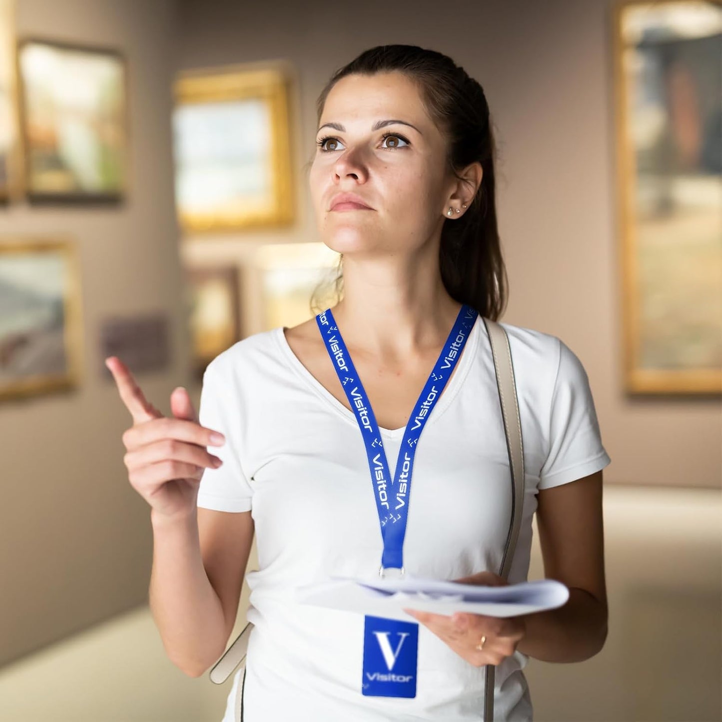 PerKoop 25 Pack Visitor Badge Lanyards Volunteer Badge Holder with Clips ID Card Holder with PVC Pass Card Reusable Breakaway Lanyards for Company Exhibition Guest Visitor(Blue)