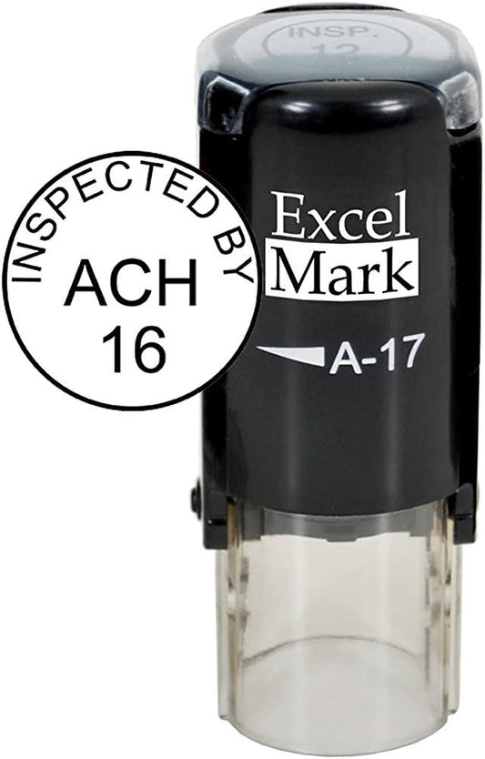 ExcelMark Custom Round Self Inking Inspection Stamp - 5/8" Diameter (3 Lines)