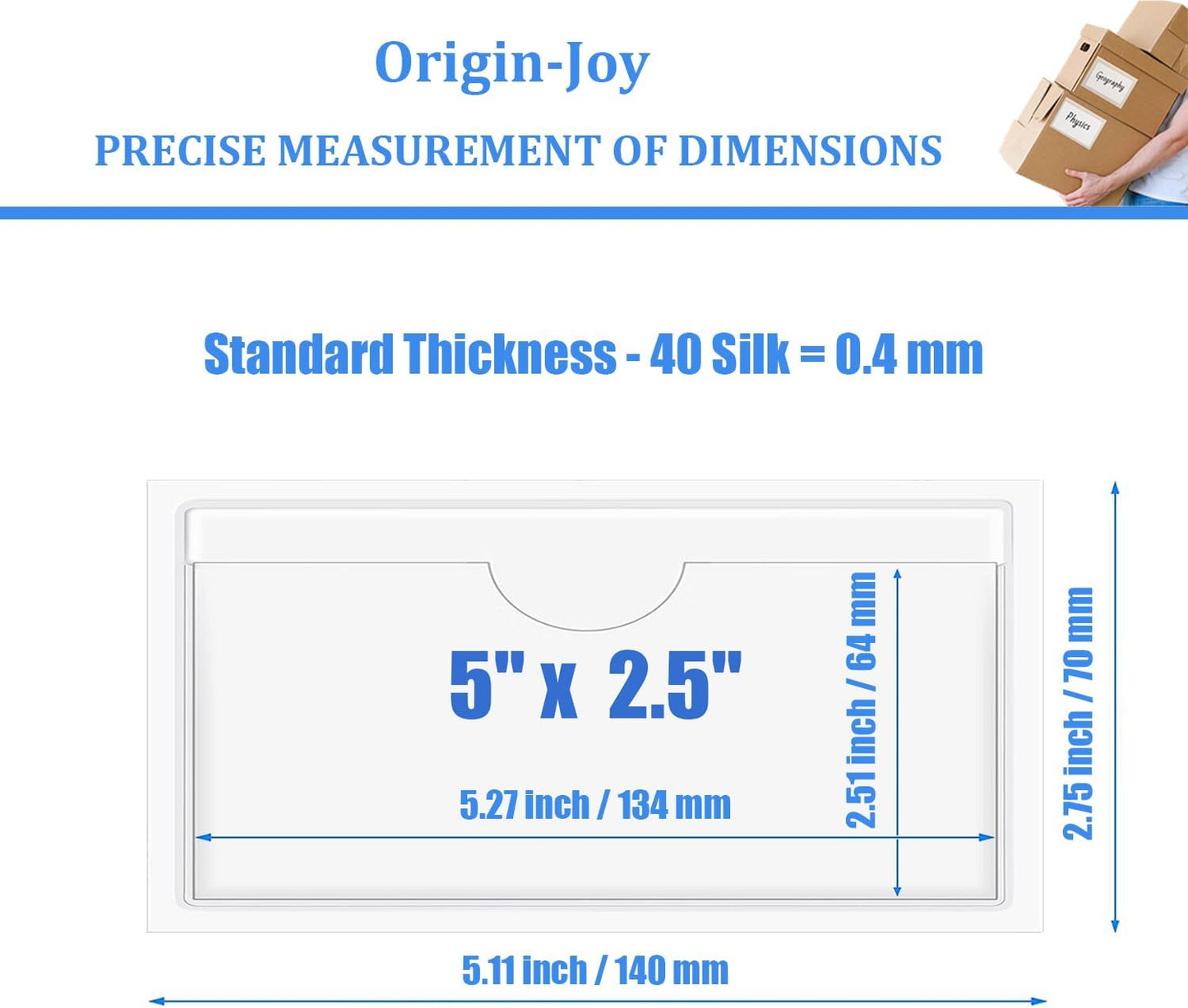 Origin-Joy 25 PCS Self-Adhesive Index Label Pockets, Clear Plastic Peel & Stick Card Holders with Top Open for Loading (5 x 2.5 inch)