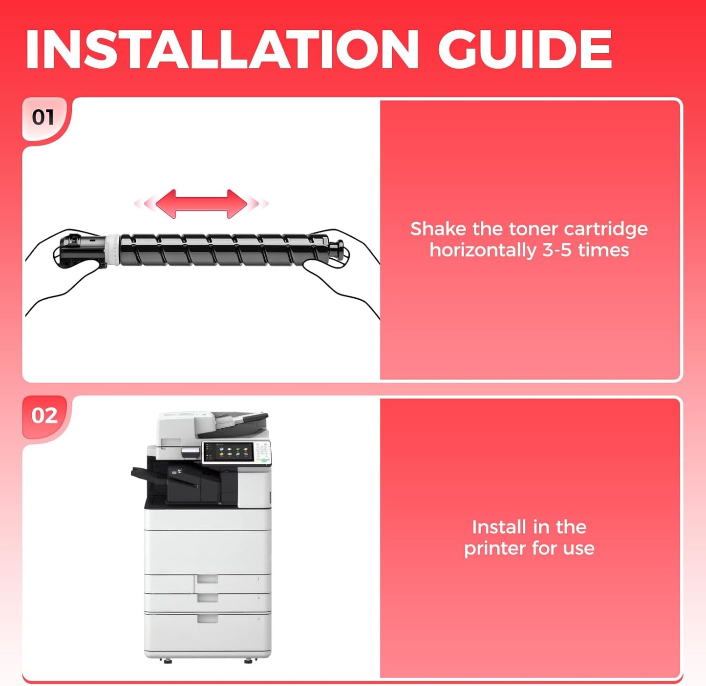 GPR55 GPR-55 High Yield Toner Cartridges Set 4-Pack Replacement for Canon GPR55 GPR-55 Toner Compatible for Canon imagerunner Advance C5535i C5540i C5550i C5560i Printers Ink Black Cyan Magenta Yellow
