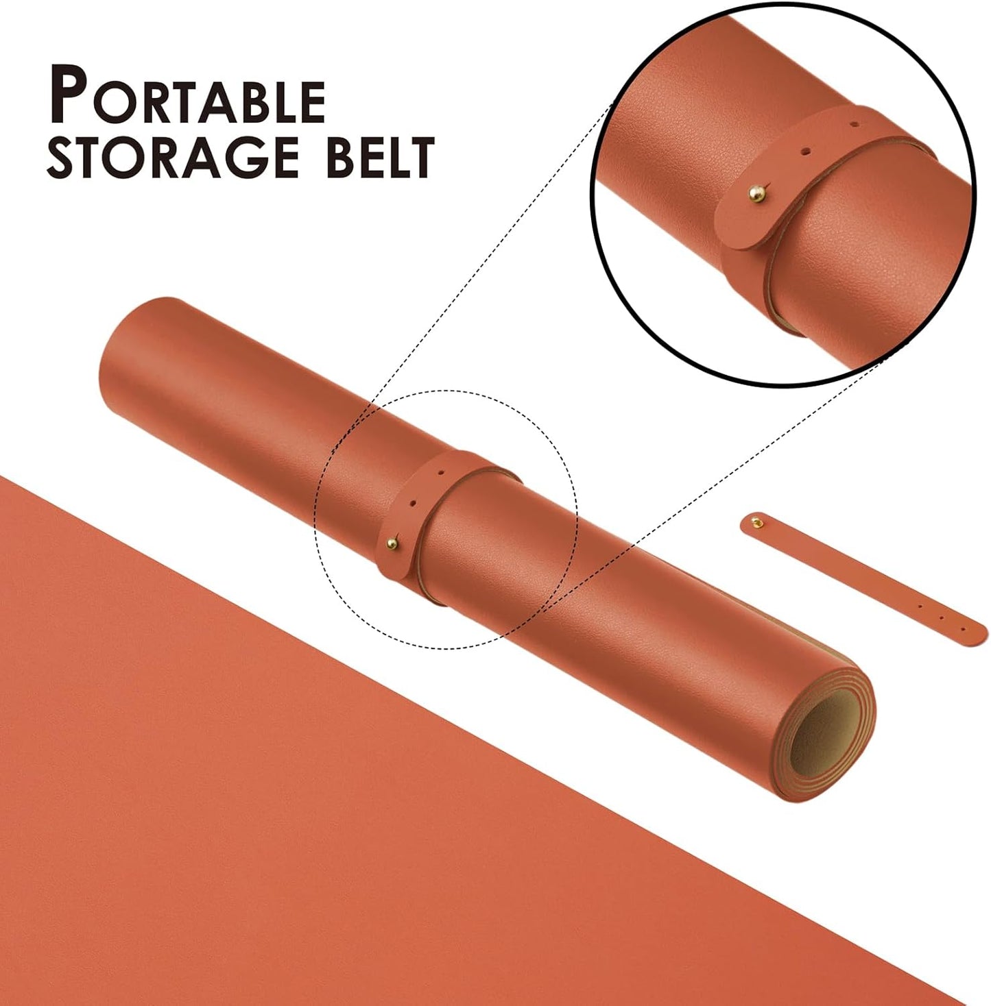 Leather Desk Mat - Small Non-Slip PU Desk Pad for Office and Home - Desk Organization and Accessories - Ideal for Large Mouse Pad and Small Desk Mats on Top of Desks (Orange,23.6"x 13.8")