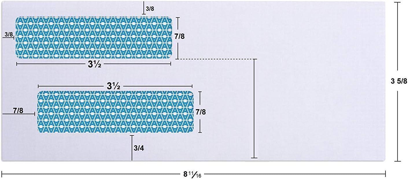 Aimoh #8 Double Window Self Seal Security Envelopes - for Business Checks, QuickBooks & Quicken Checks, Size 3 5/8 x 8 11/16 Inches - Checks Fit Perfectly - Not for Invoices, 1000 Count (30180-1000)