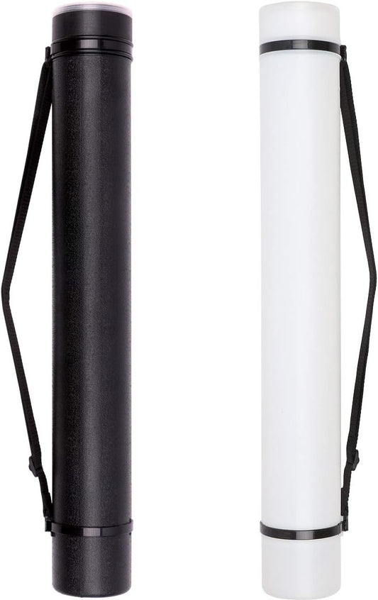 TRANSON 2-pack Durable Poster Storage Tube with Straps 24"-40" Extendable for Blueprints, Artwork, Maps, Posters