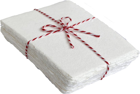 Handmade Cotton Paper with Deckle Edge Recycled Cotton Rag Mixed Media Card Stock for Postcards, Invitations, Crafts and Announcements (150gsm, 4x6 inch "A6", 50 Pack)