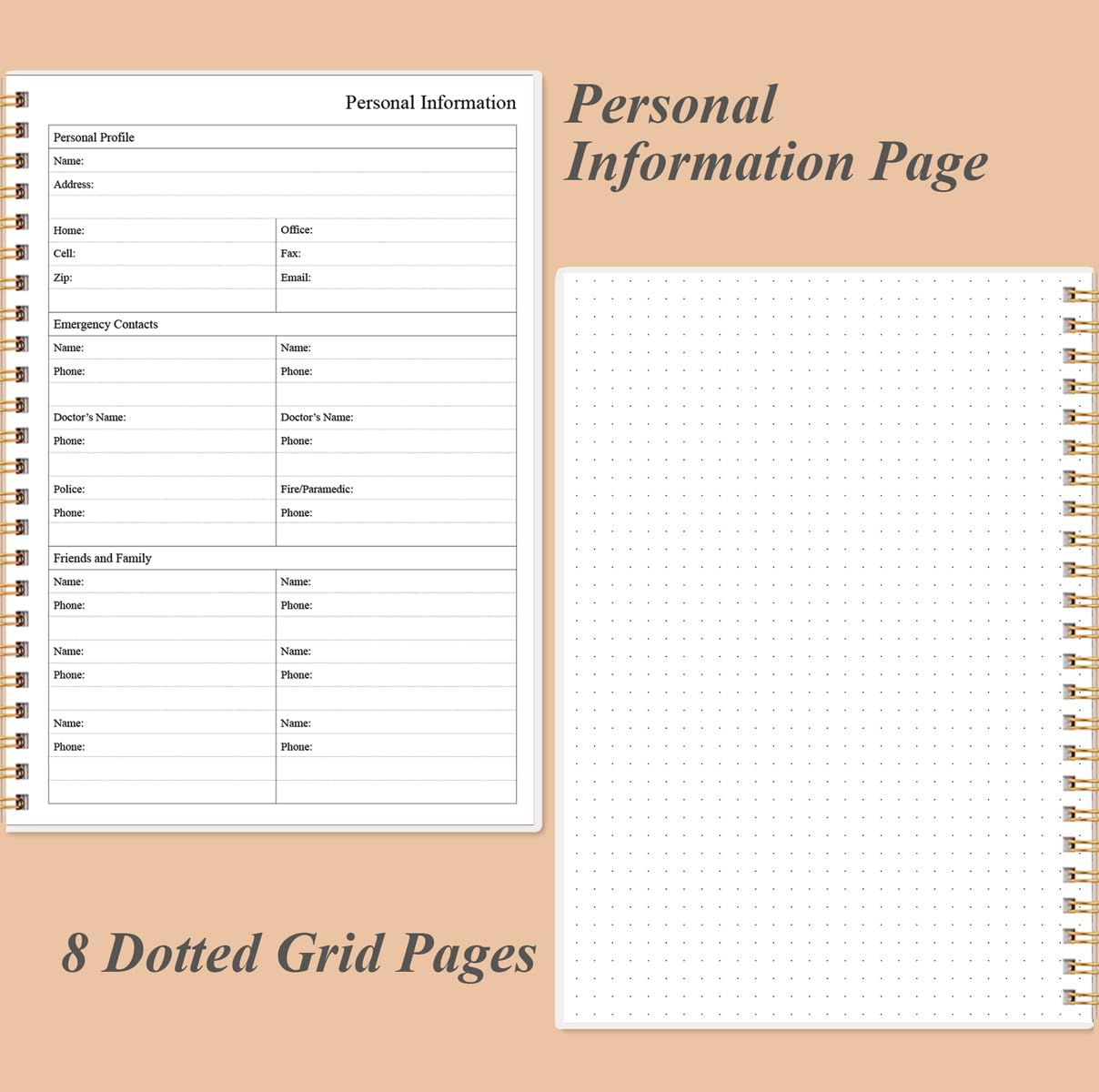 Daily Planner Undated - B5 To Do List Notebook Hourly Schedules, Spiral Appointment Planner for Women and Men, PVC Hardcover, Inner Pocket, Elastic Closure, 7" x 10", Rose Leaf