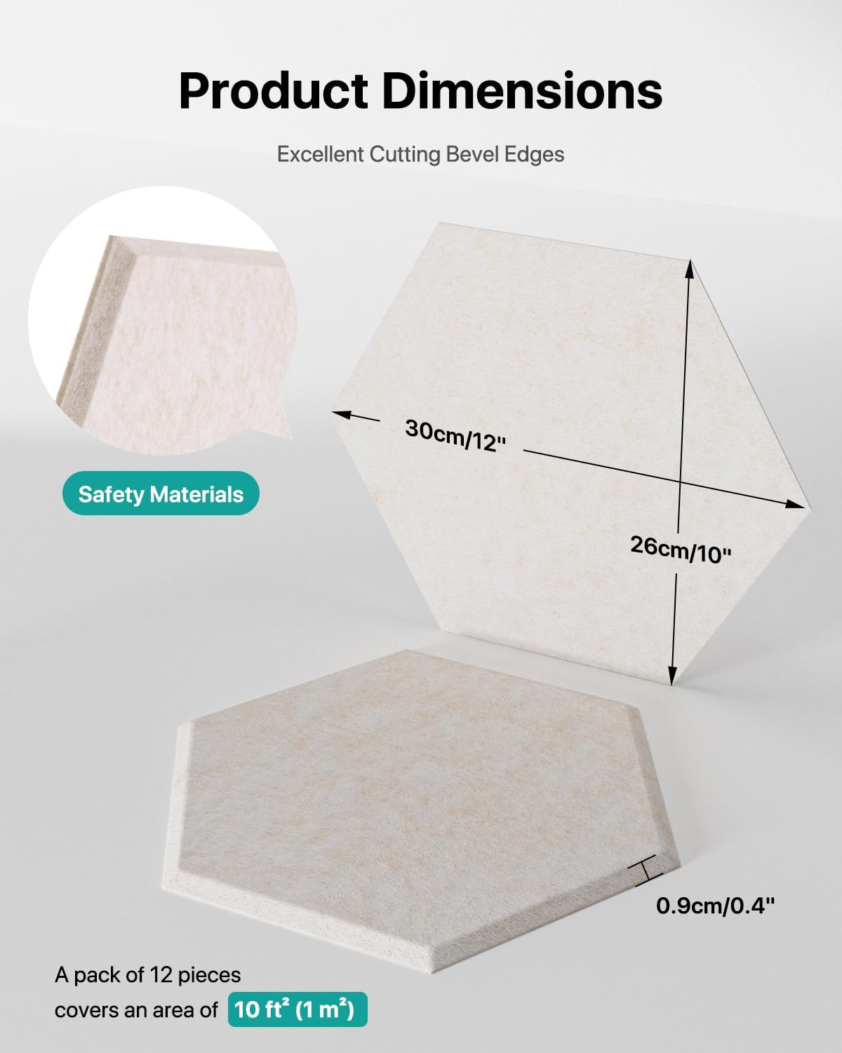 Soundsbay Acoustic Panels, 18 Pack Hexagon Soundproof Wall Panels High Density Sound Absorbing Panel, Sound Proof Foam Panels for Walls, Office, Reccording Studio, Ceiling 12" X 10" X 0.4", Beige