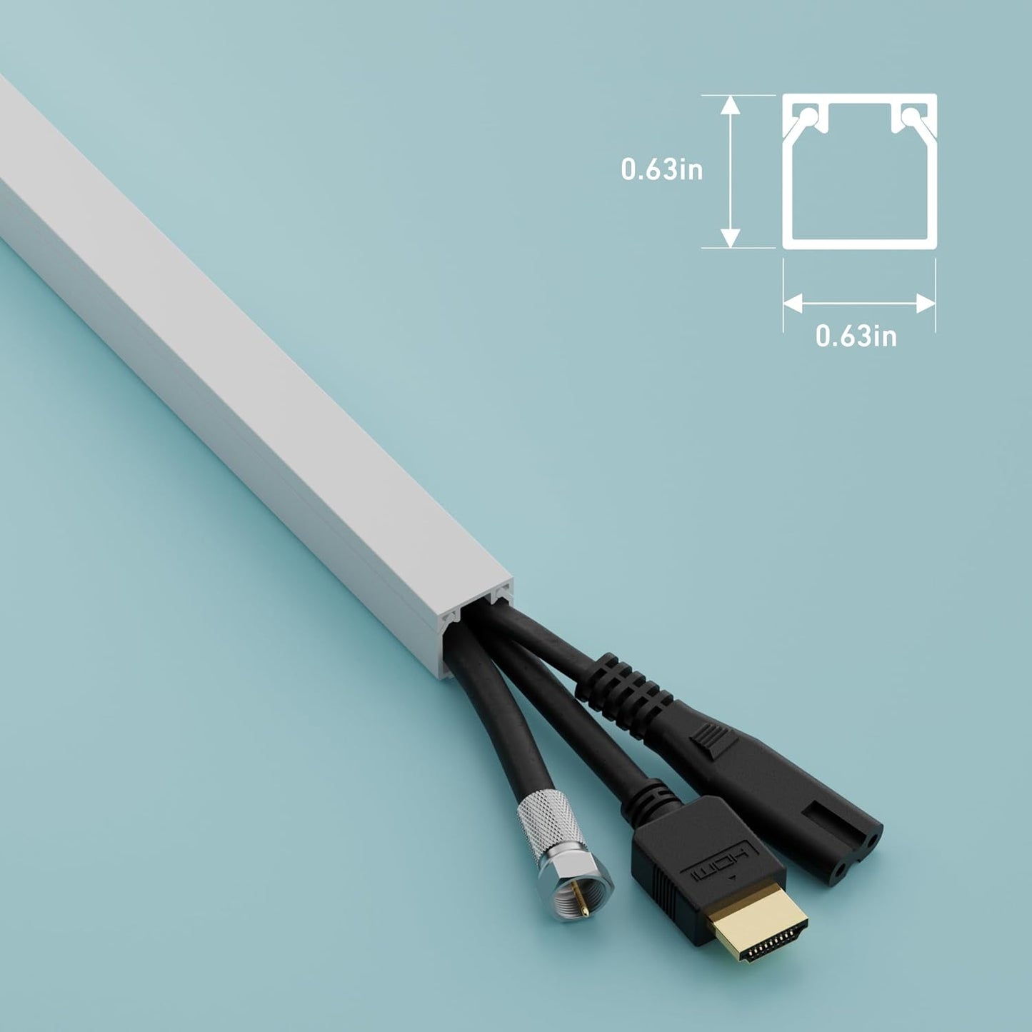 D-Line 32.8ft Cable Raceway, Self Adhesive Cord Cover, Hide Surface Wires, Paintable - 10x 0.63in (W) x 0.63in (H) x 39in Lengths - White