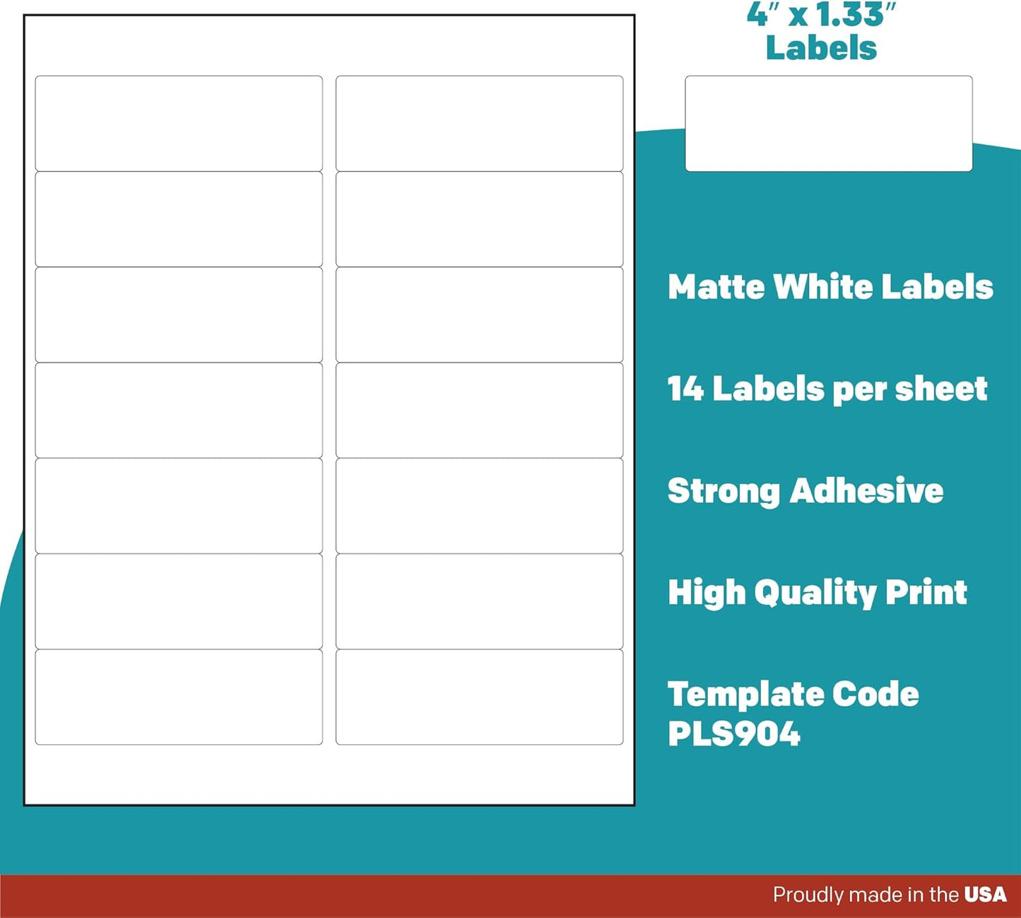 Premium Label Supply White Sticker Mailing Labels – 4" x 1.33" – Laser/Inkjet Compatible – (14 per Sheet), 1000 Sheets – 14000 Total Adhesive Labels