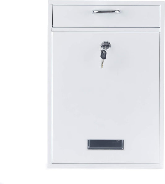 Wall Mounted Locking Vertical Dropbox Mailbox - Safe and Secure (Large) | Made with Galvanized Steel