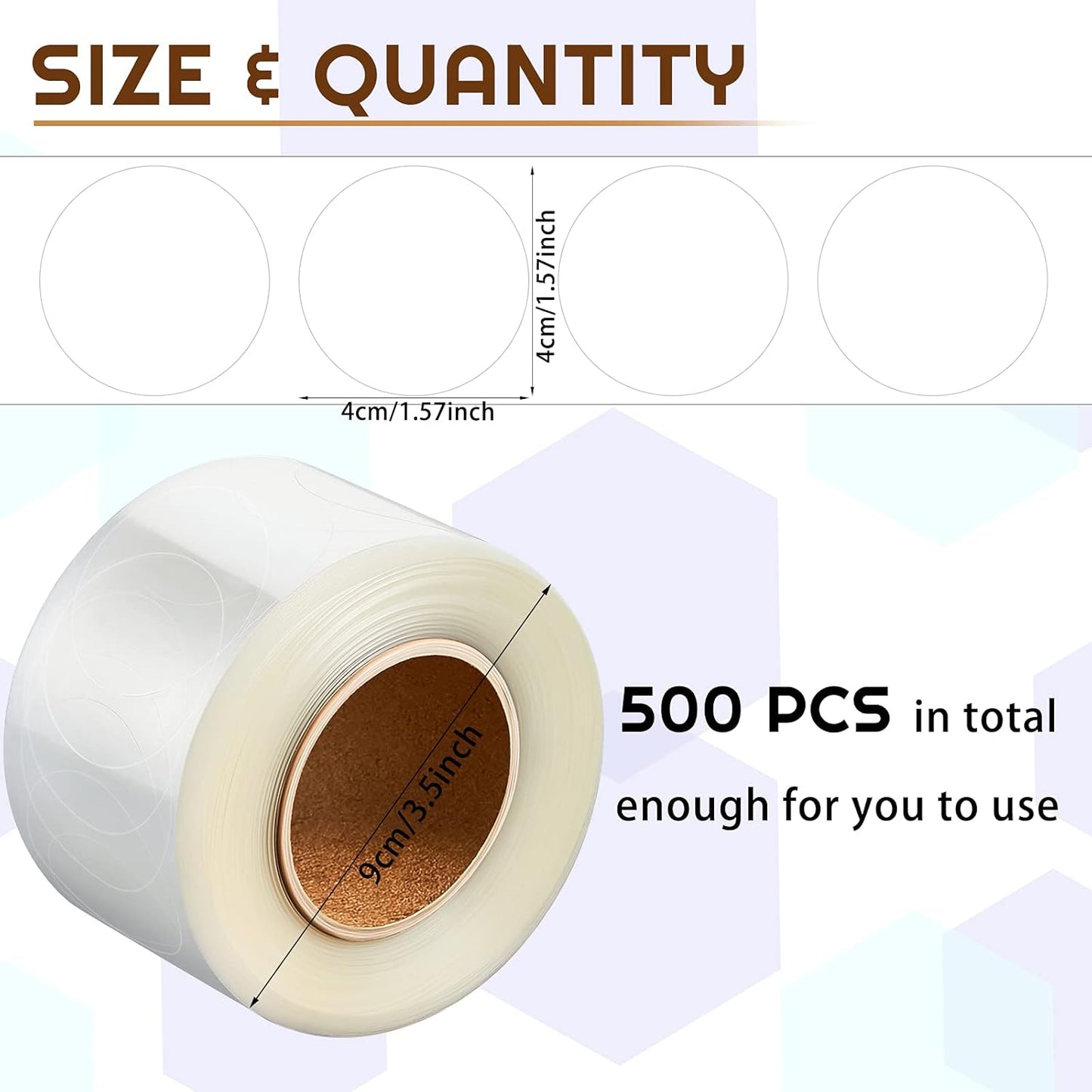 Zonon 500 Pcs Clear Labels Label Protector Clear Stickers Wafer Seals Waterproof Labels for Protecting Barcodes, Numbers and Stickers (1.57 Inches in Diameter,Round)