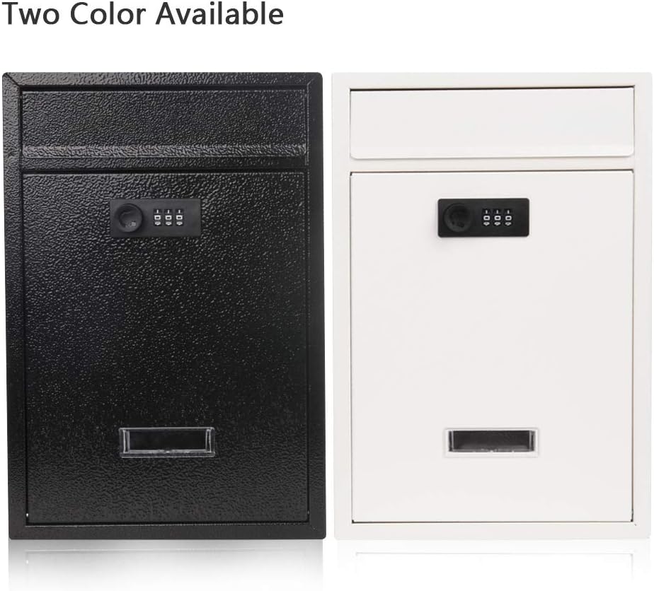 KYODOLED Locking Wall Mount Mailbox, Mail Boxes with Combination Lock for Outside, Security Drop Box with Code,12.4H x 8.54L x 3.35W Inches, White