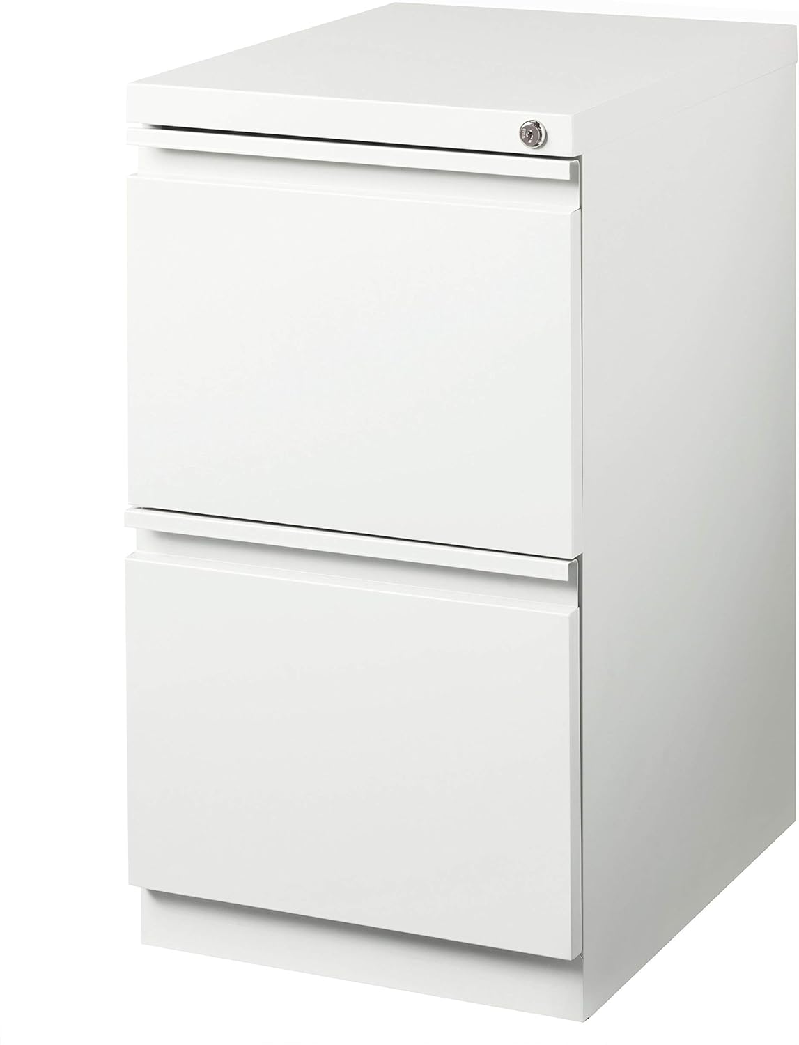 20 Inch Deep Metal 2 Drawer File with Full Pull, for Home and Office, Holds Letter Width Hanging Folders Mobile Pedestal, White