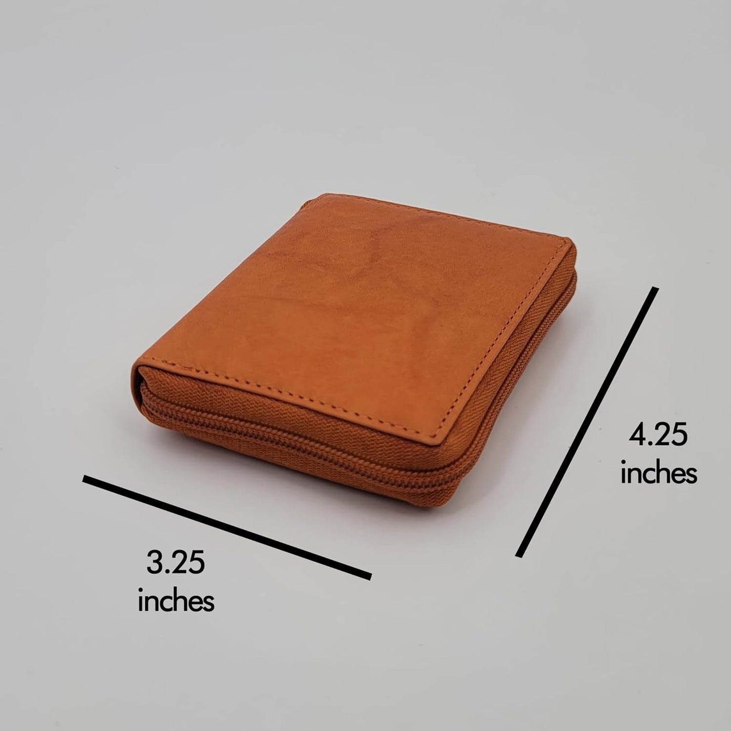 ag wallets AG Wallets Mens Zip Around Leather Wallet with Inserts (Marmalade Tan)