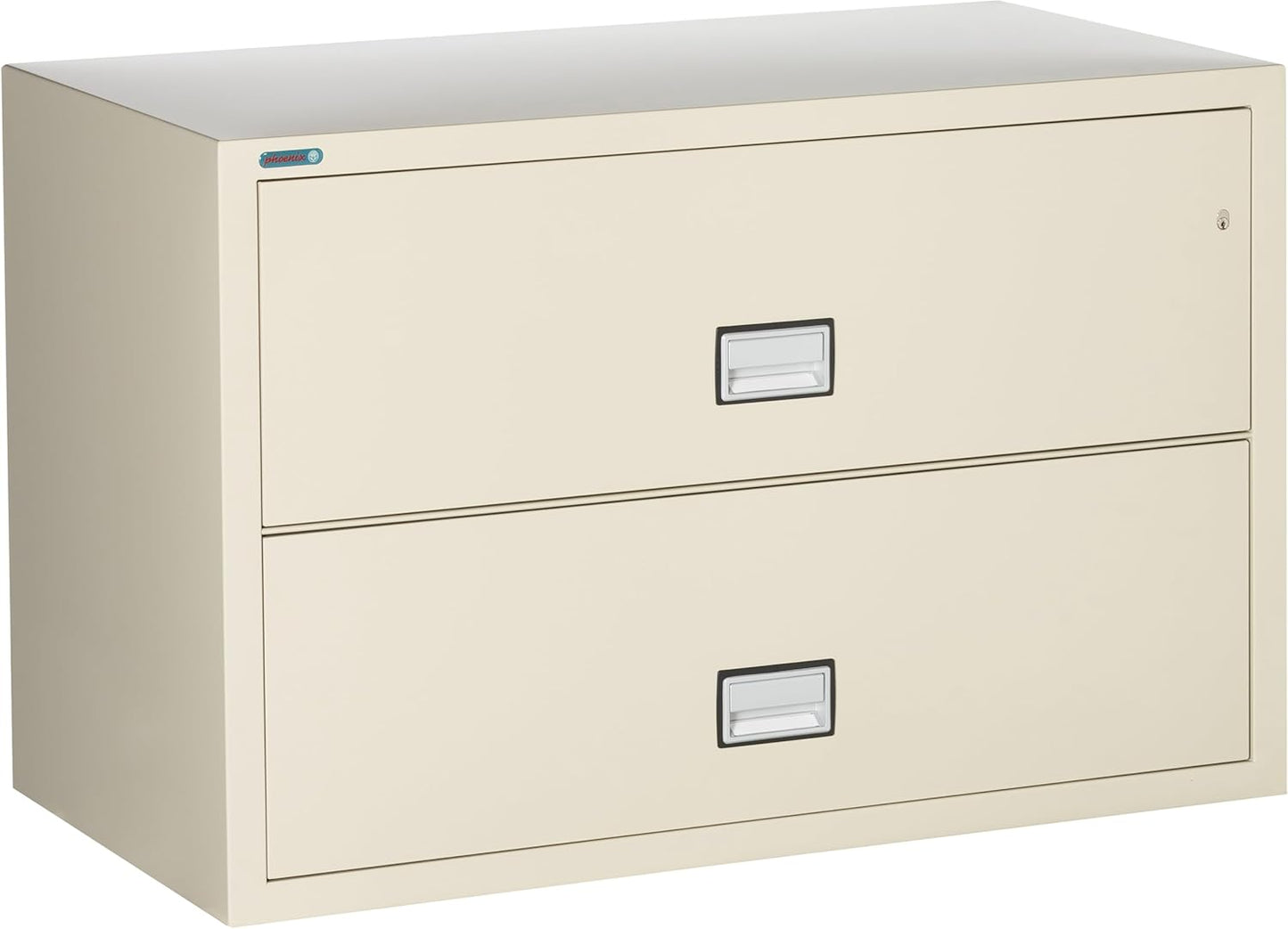 44 inch Wide 2-Drawer Lateral Fireproof File Cabinet – Legal and Letter Size Filing – Key Lock – Water Resistant – Fire Safe and Impact Rated – Putty Finish – Model LAT2W44P