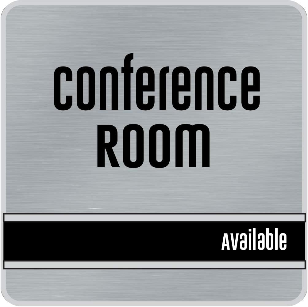 NapTags Conference Room Slider Signs (Silver - Silver Frame, 6" x 6")