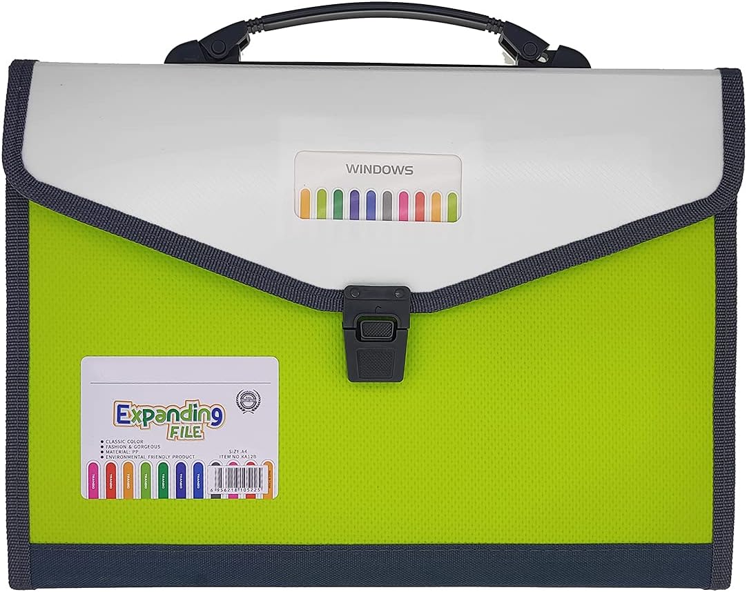 Expanding Accordion File Folder with Labels, 13 Pocket Document Organizer, Letter A4 Size, 1 Pack