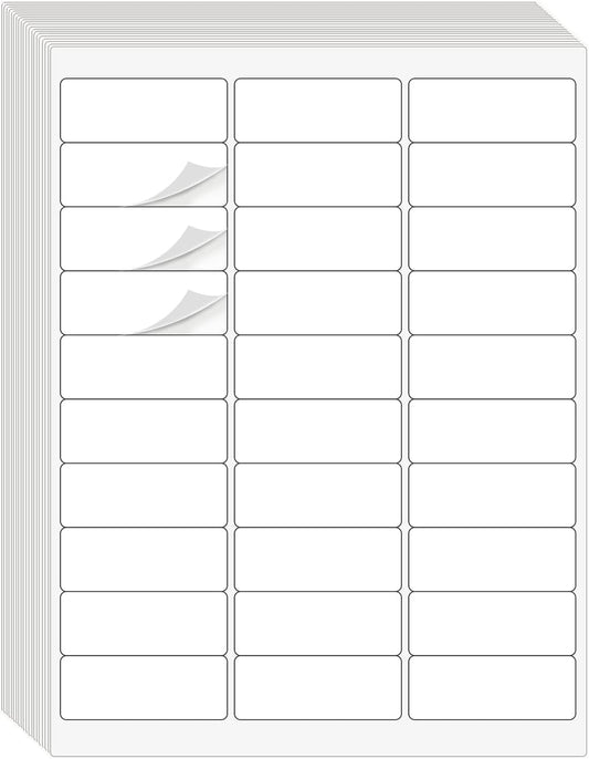 1" x 2-5/8" Address Labels 3000 Labels Sticker Paper for Laser/Ink Jet Printer mailing Labels 8.5"×11" White 30 per Sheet
